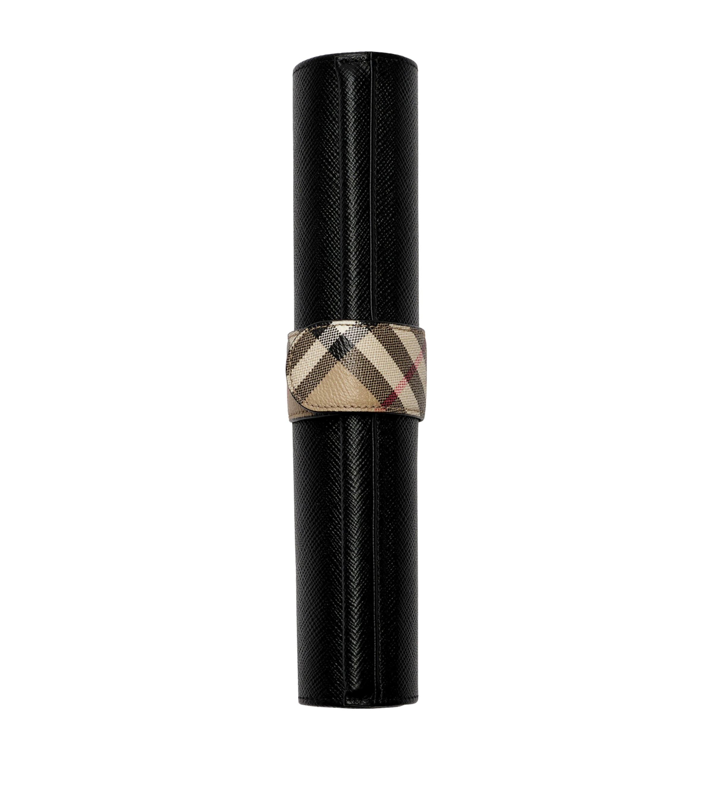 Burberry x Smythson Leather Roll-Up Backgammon Travel Set Black