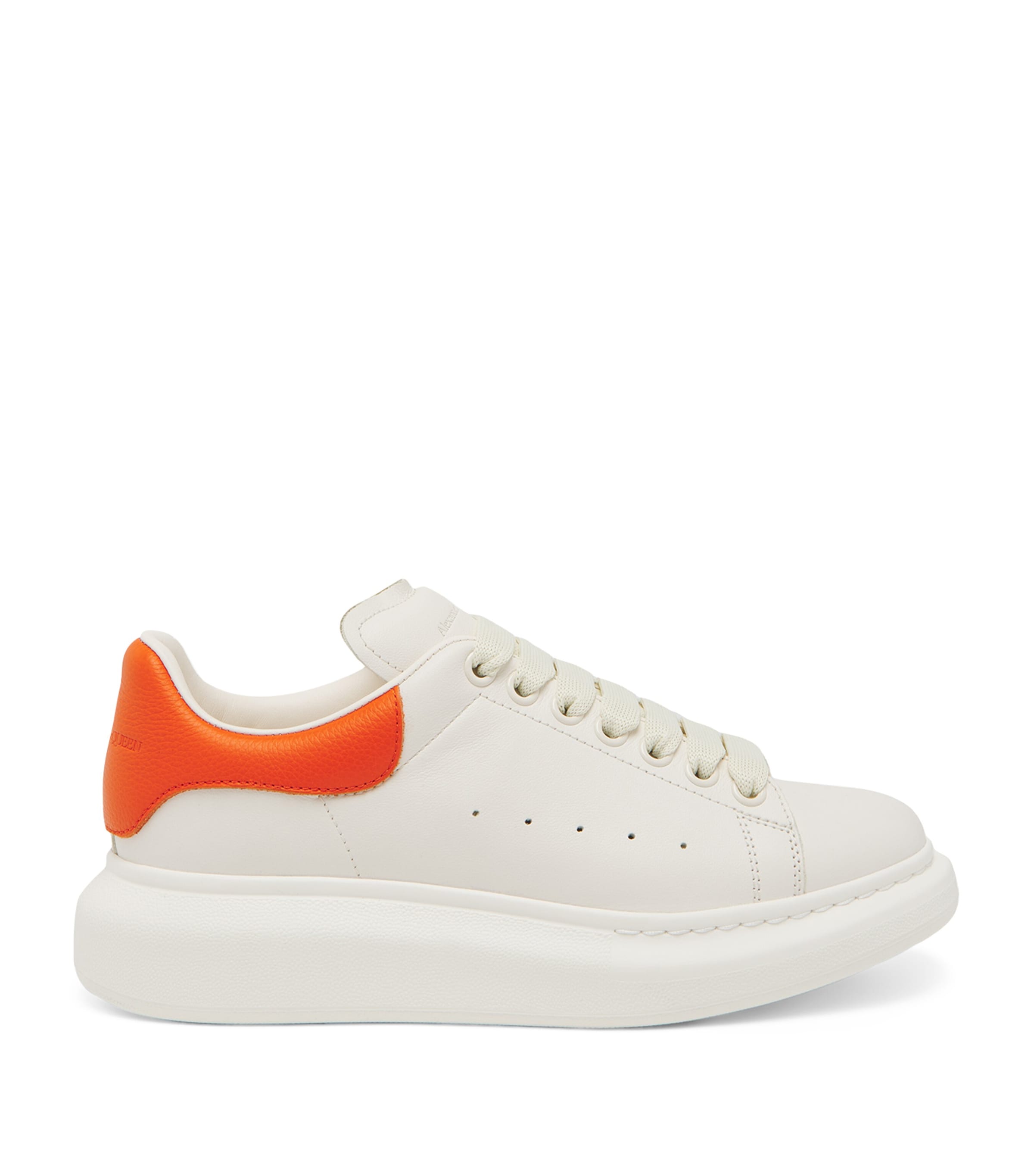 スニーカー Oversize Sneakers - Alexander McQueen - Leather - White/Oran Alexander McQueen White And Orange Oversized Sneakers New