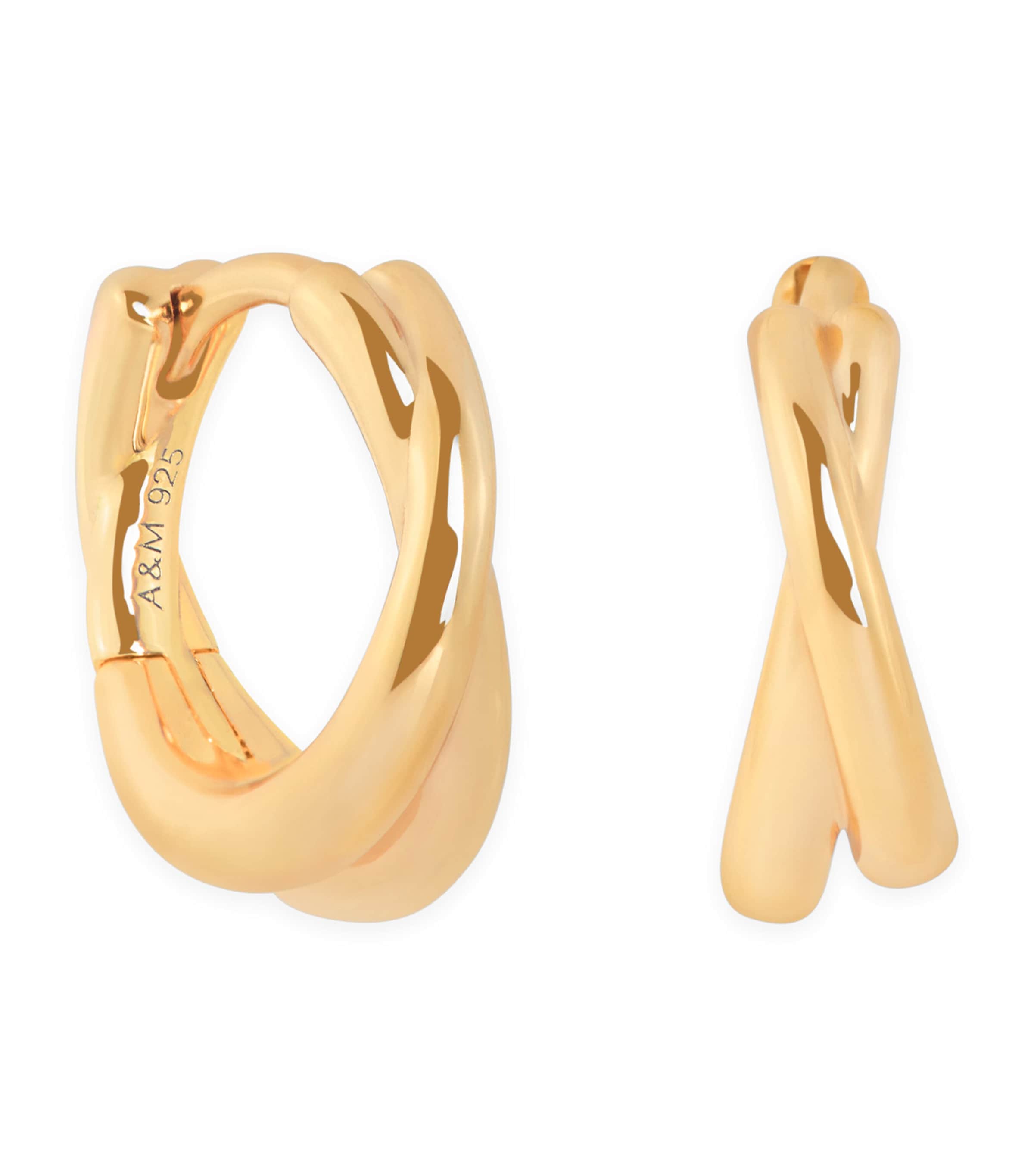 Gold-Plated Crossover Illusion Huggie Earrings