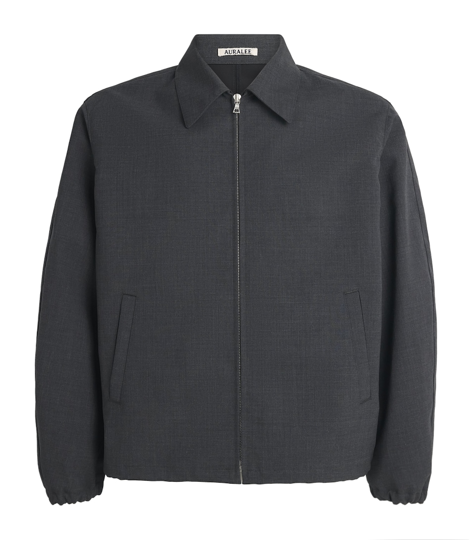 Auralee Mens Wool Bomber Jacket Top Charcoal