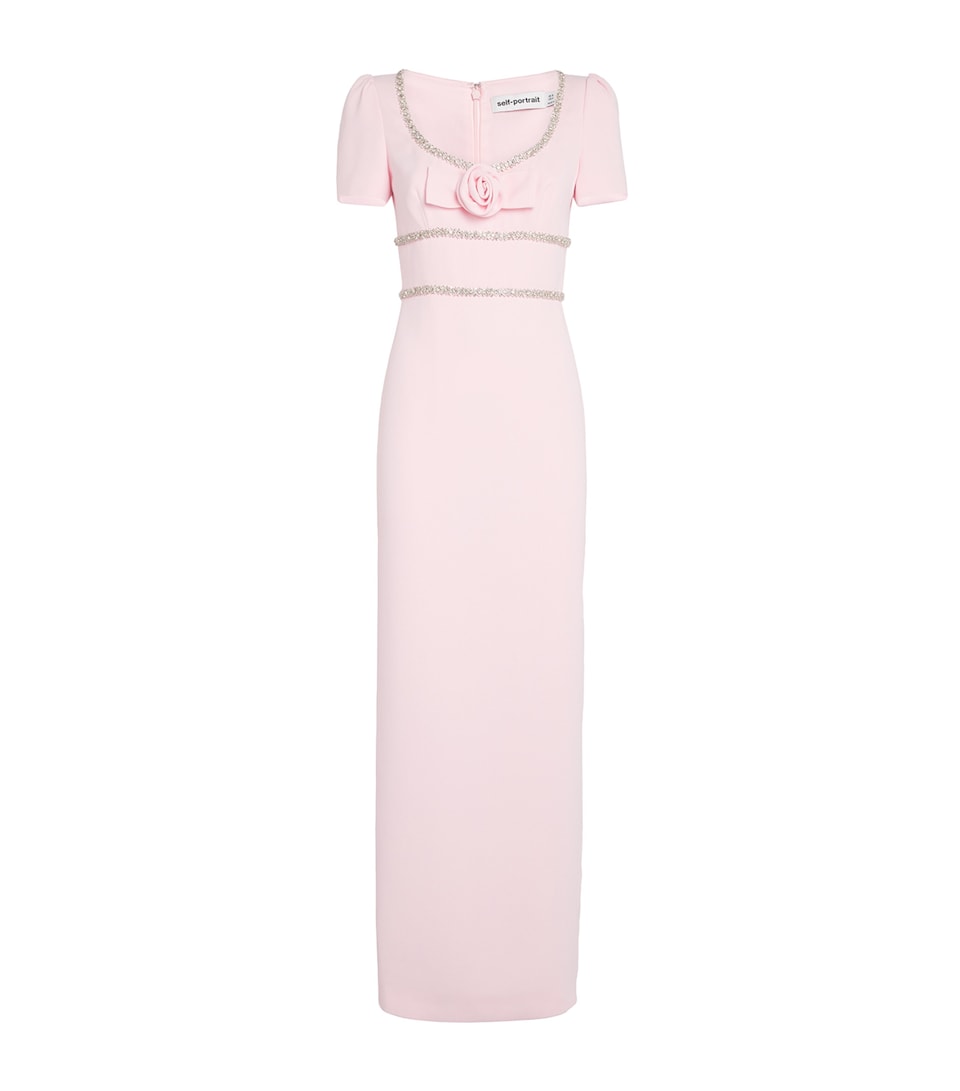 Crystal-Embellished Rose Maxi Dress