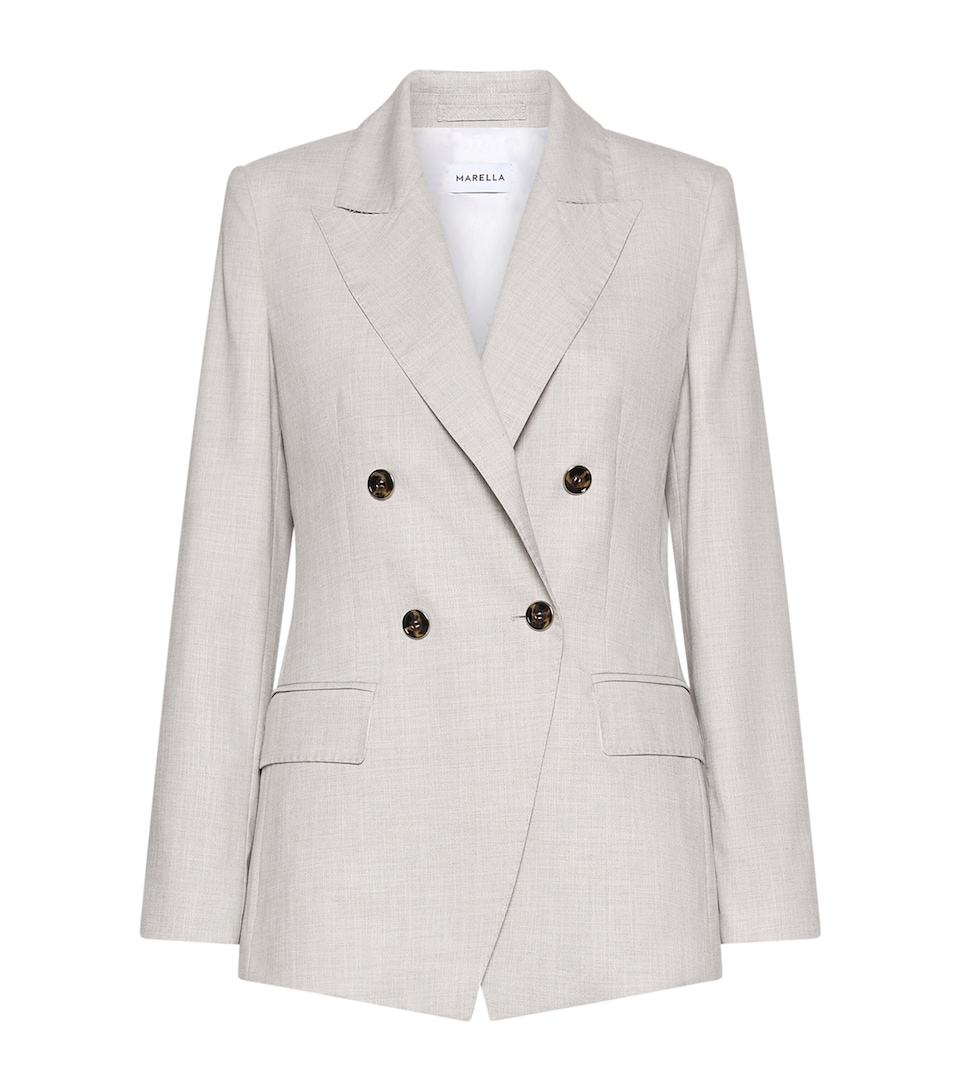 Marella Womens Double-Breasted Blazer Light Grey