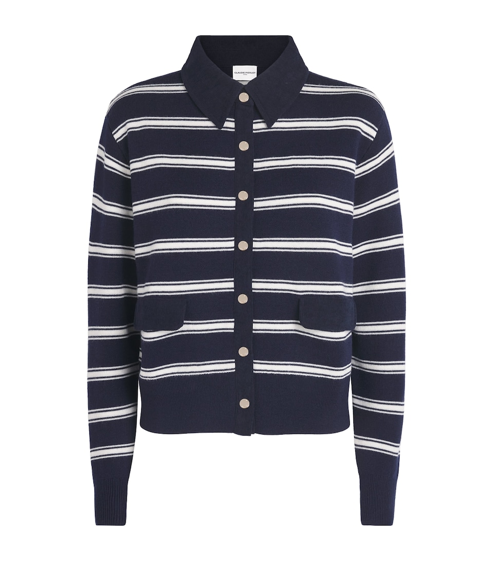 Claudie Pierlot Womens Corduroy-Collar Stripe Cardigan Dual Color