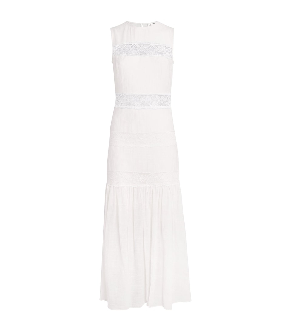 Sandro Paris Womens Crepon Maxi Dress White