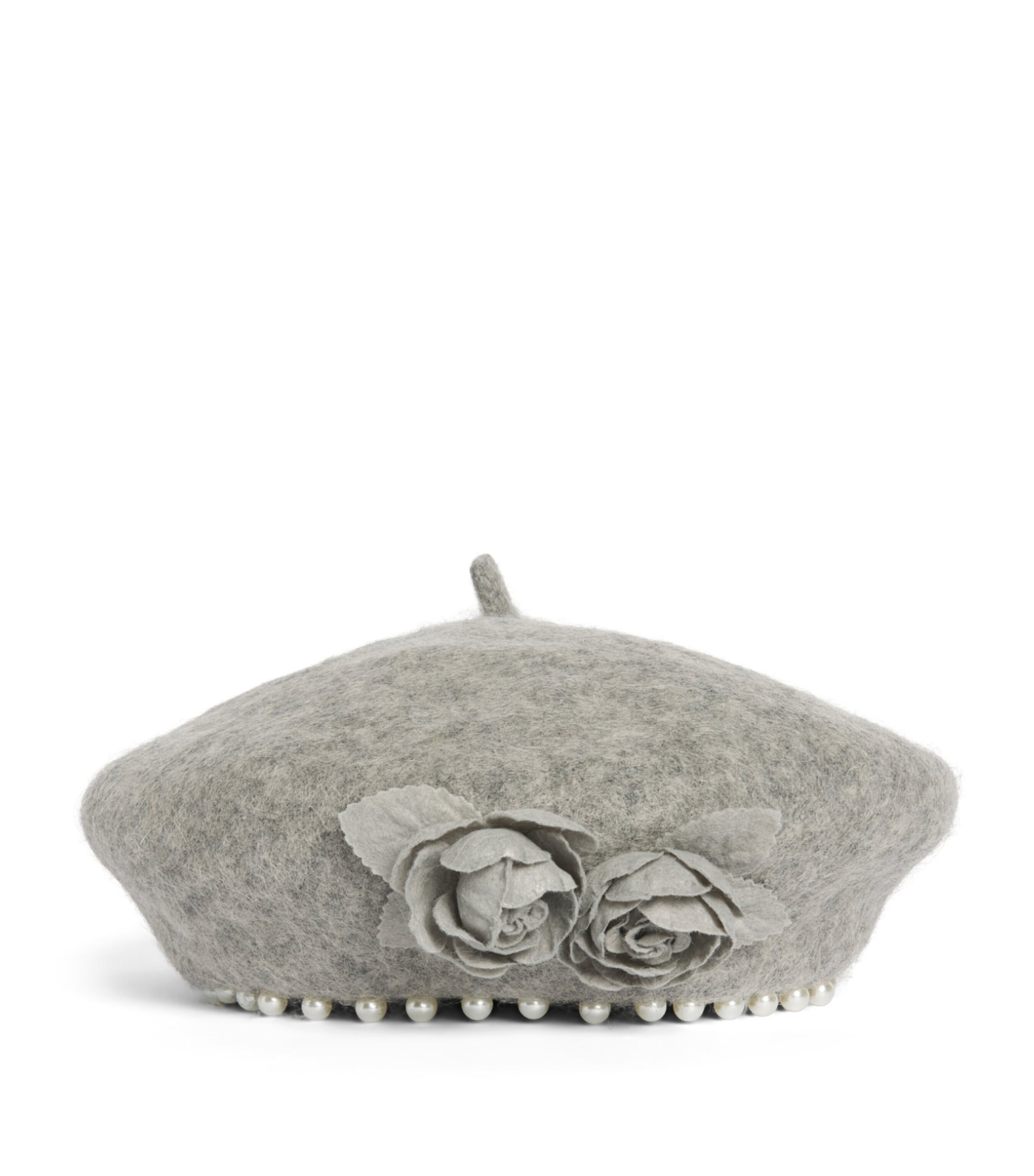 Monnalisa Felt Floral Beret Grigio