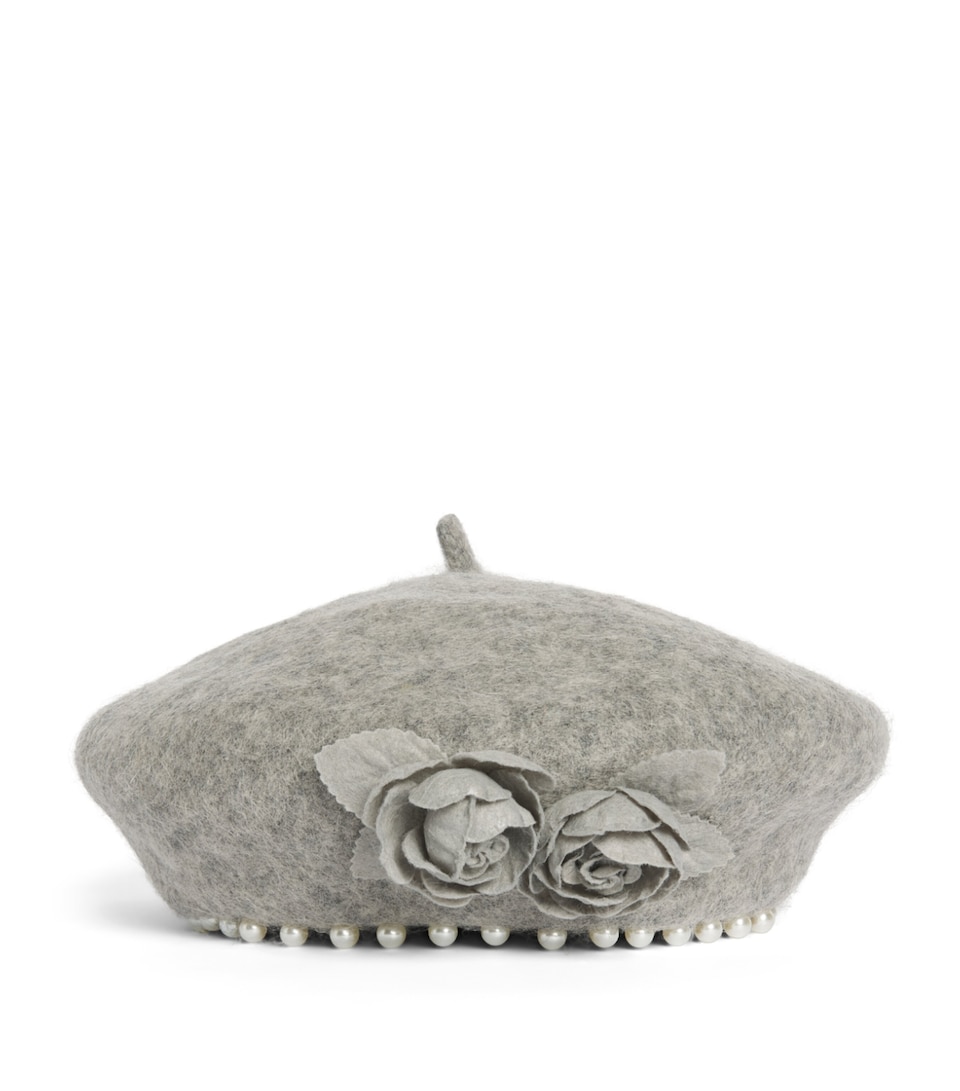 Monnalisa Felt Floral Beret Grigio