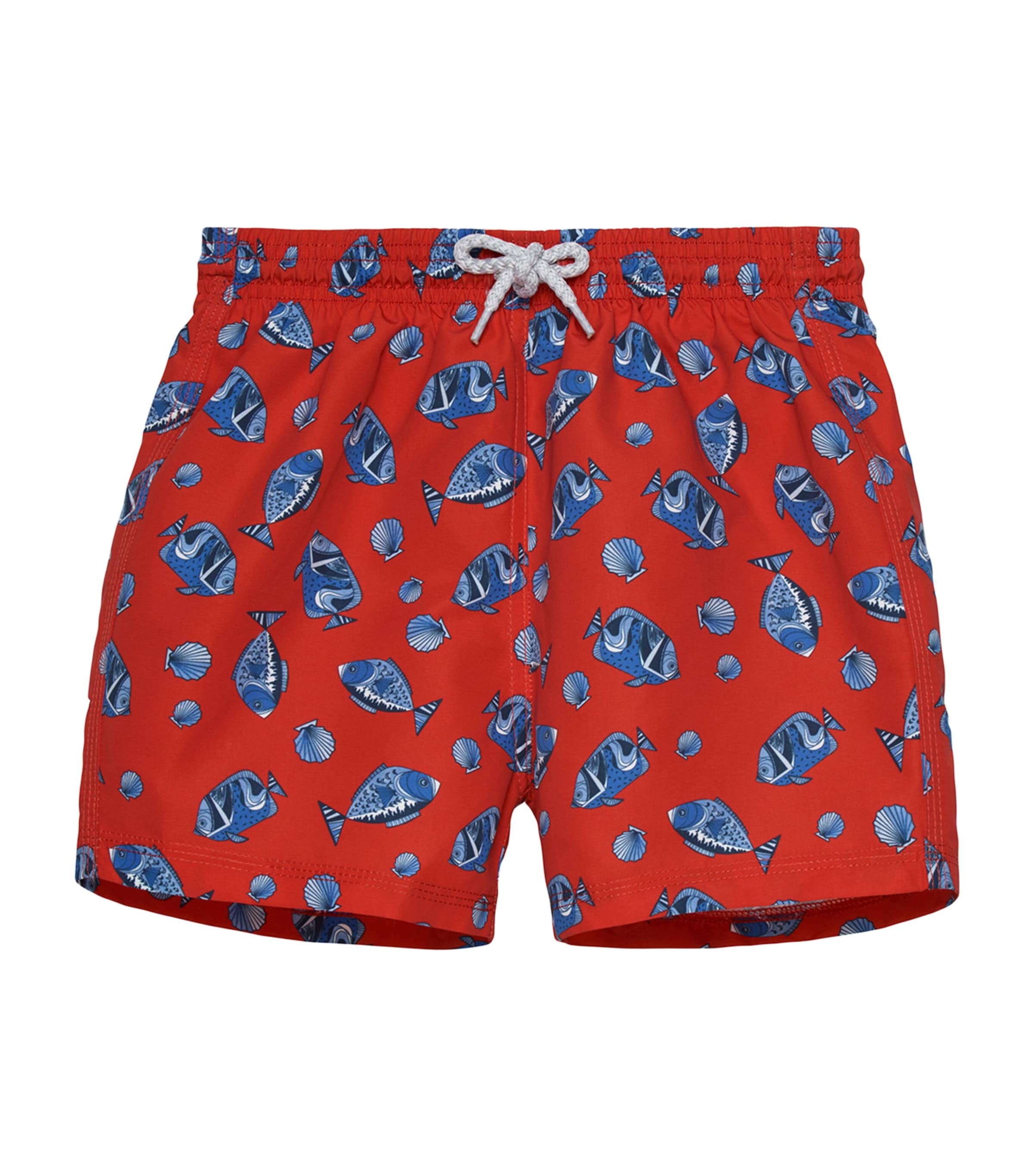 Trotters Fish Print Swim Shorts (24 Months – 5 Years) Red/fish