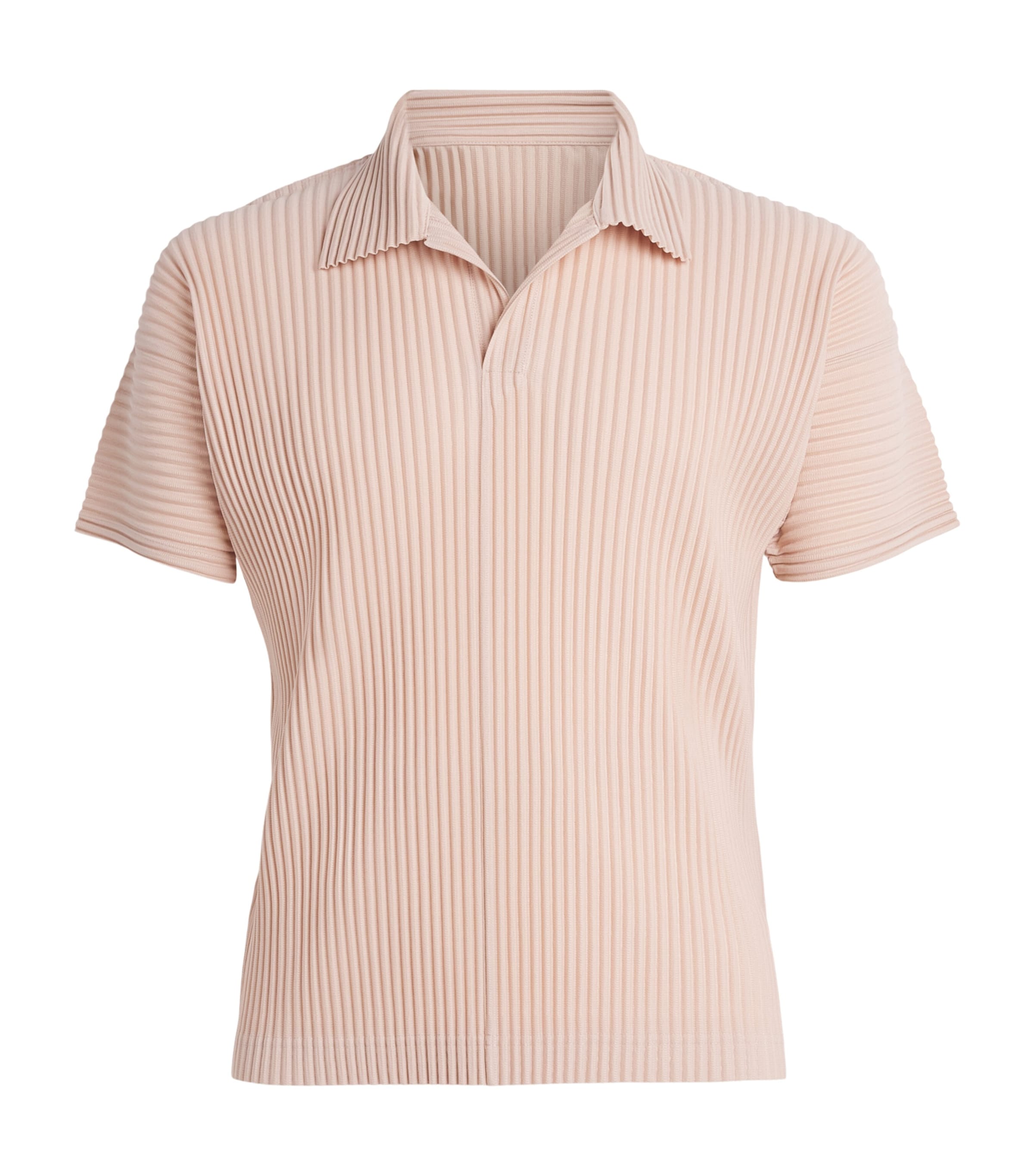 Homme Plissé Issey Miyake Mens Pleated Polo Shirt Natural Wine Red
