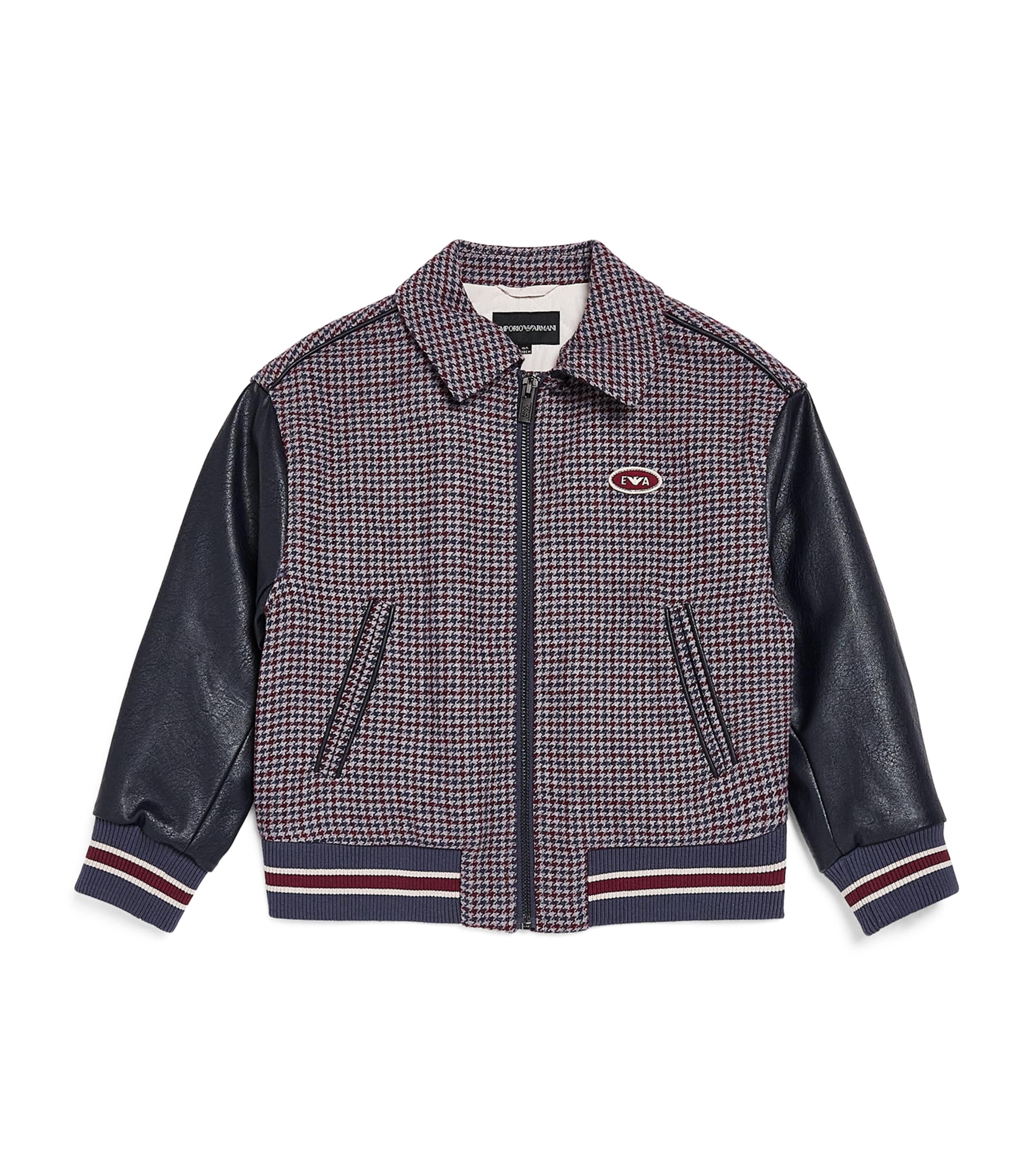 Emporio Armani Kids Wool-Blend Houndstooth Padded Jacket (4-16 Years)