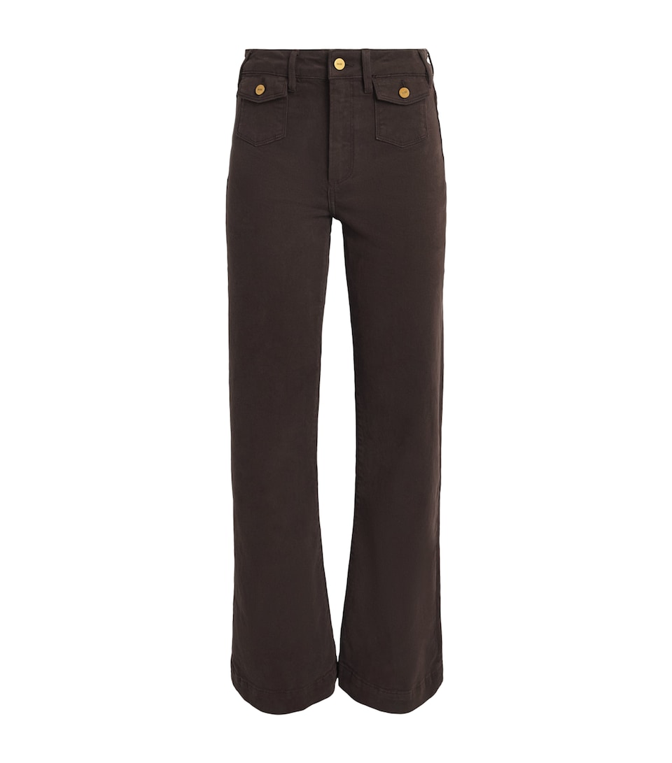 PAIGE Womens Leenah Wide-Leg Jeans Rich Chocolate