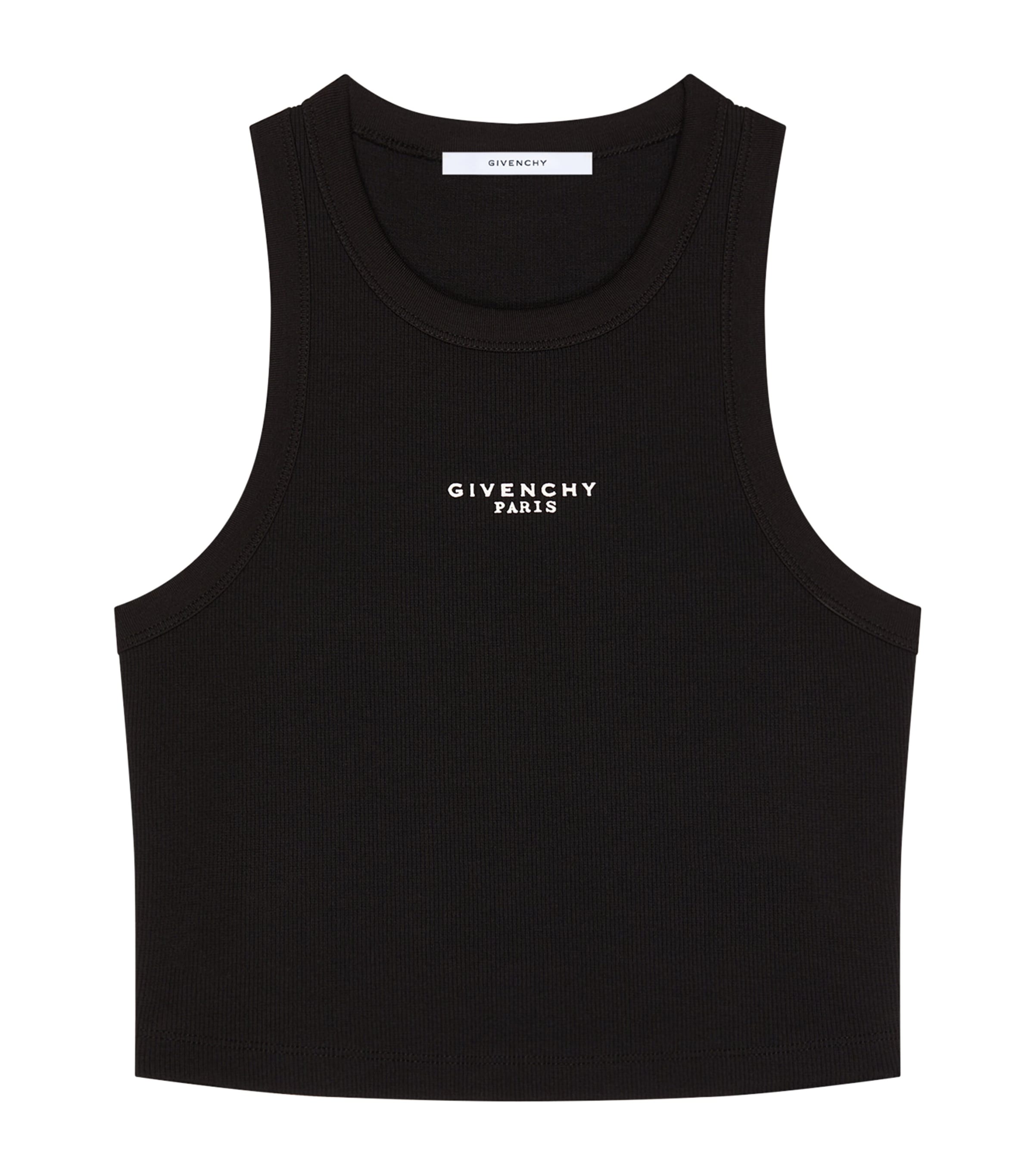 Givenchy Womens Stretch-Cotton Logo Tank Top Black