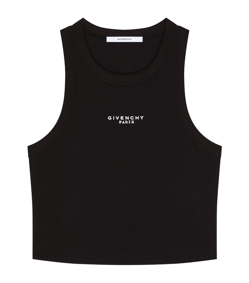 Givenchy Womens Stretch-Cotton Logo Tank Top Black