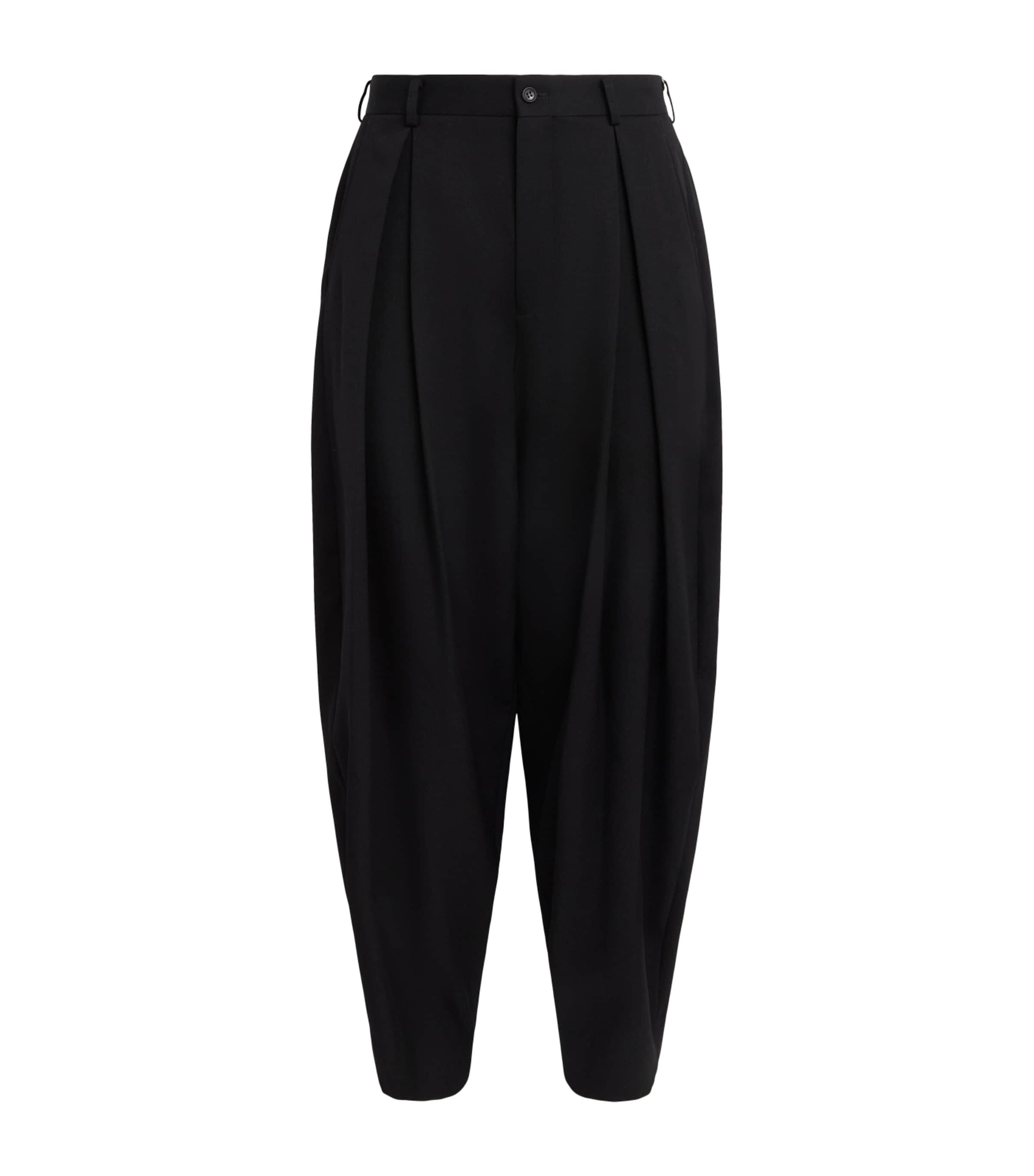 Comme Des Garçons Mens Wool Pleated Trousers Black