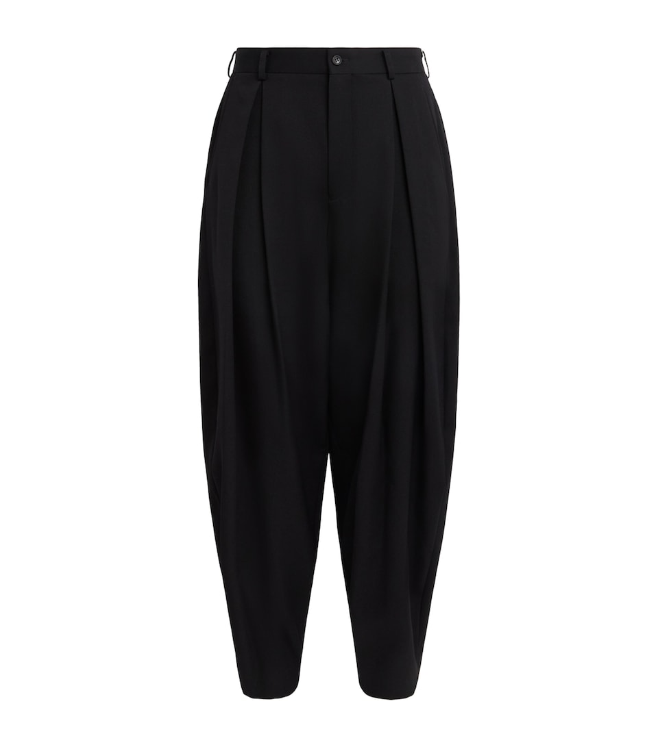 Comme Des Garçons Mens Wool Pleated Trousers Black