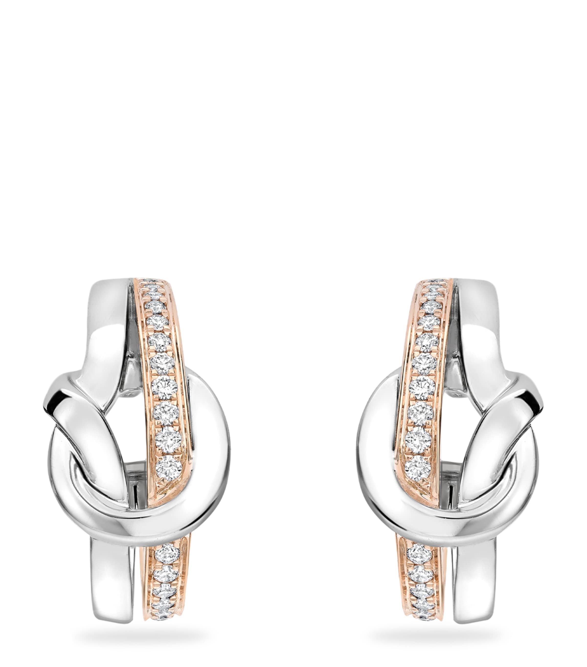 Boodles Rose, White Gold and Diamond The Knot Earrings Rose Gold