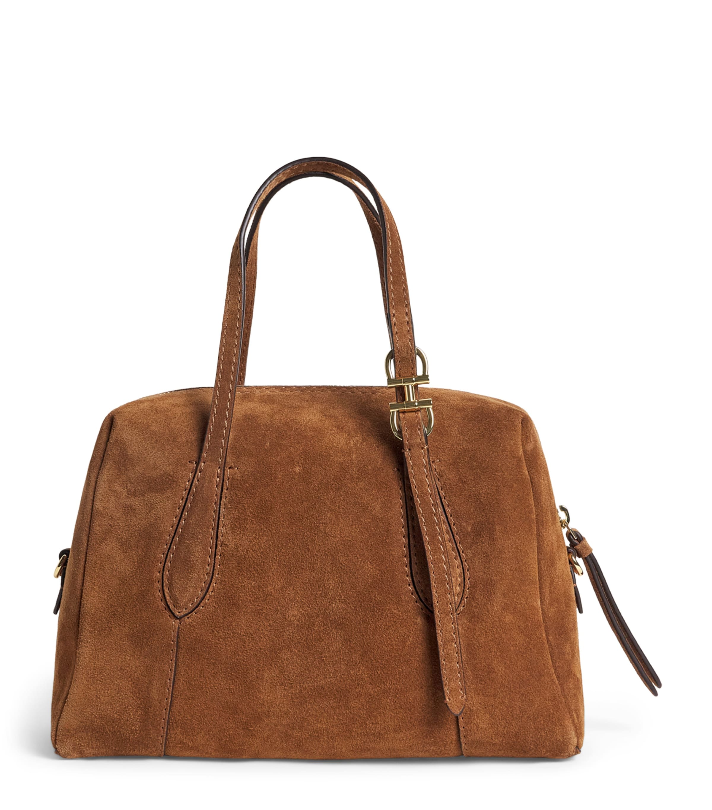 Harrods Small Suede Wren Shoulder Bag Brown