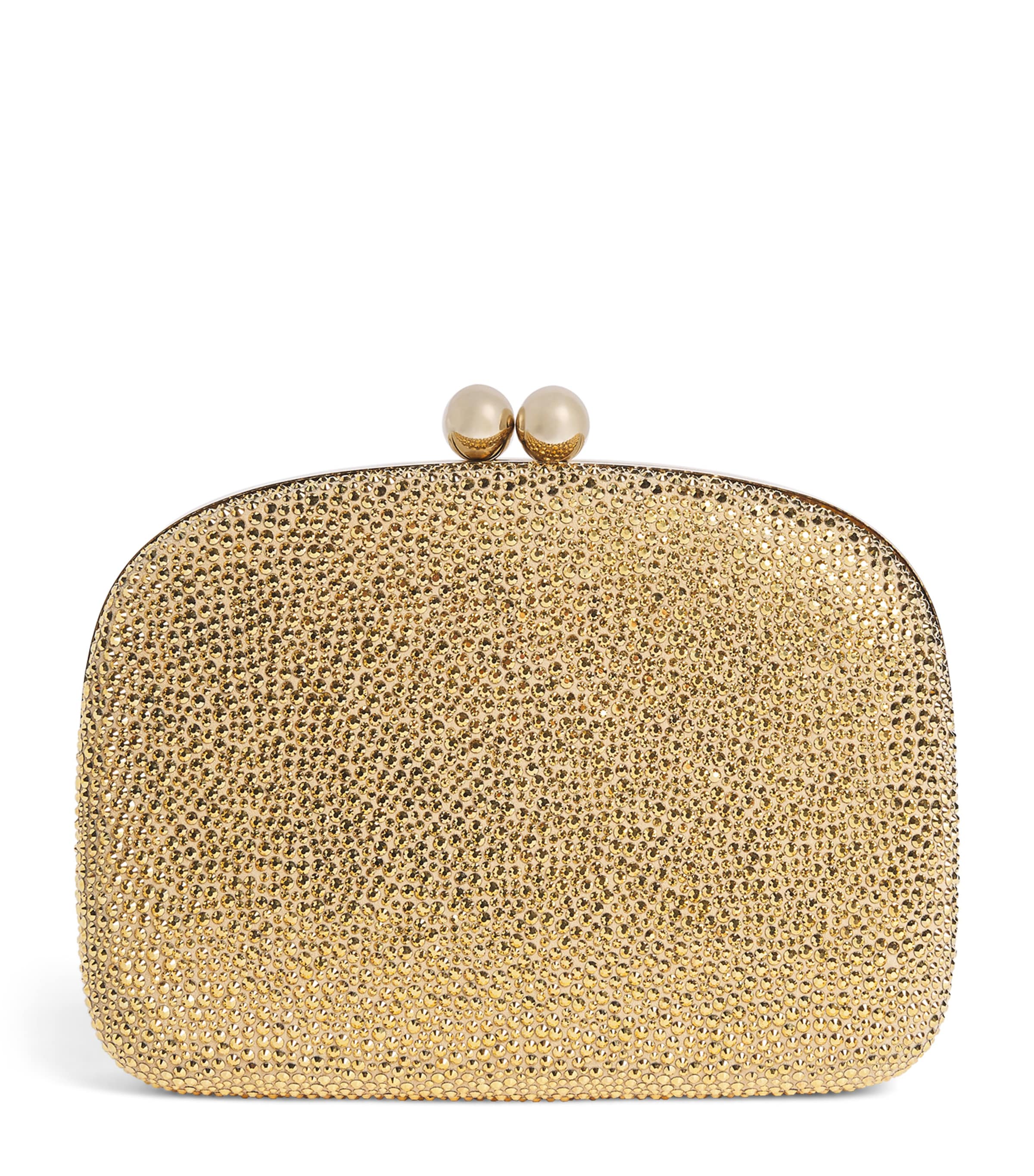 Carolina Herrera Crystal Vega Clutch Bag Gold
