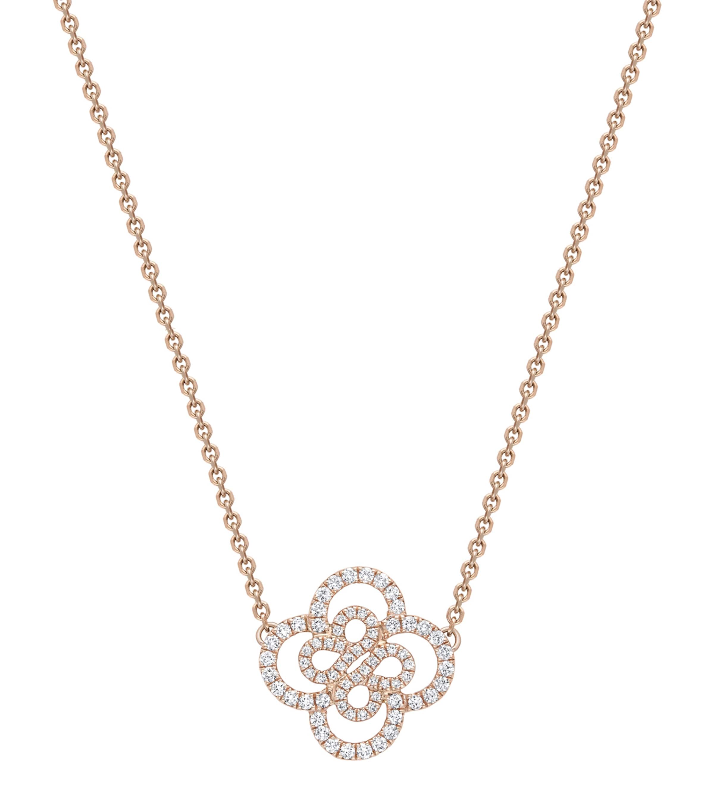 Boodles Rose Gold and Diamond Be Boodles Double Motif Necklace Rose Gold