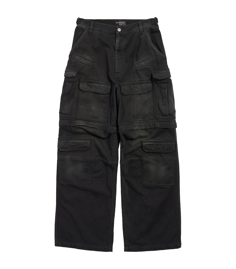 Denim Sun-Bleached Cargo Trousers