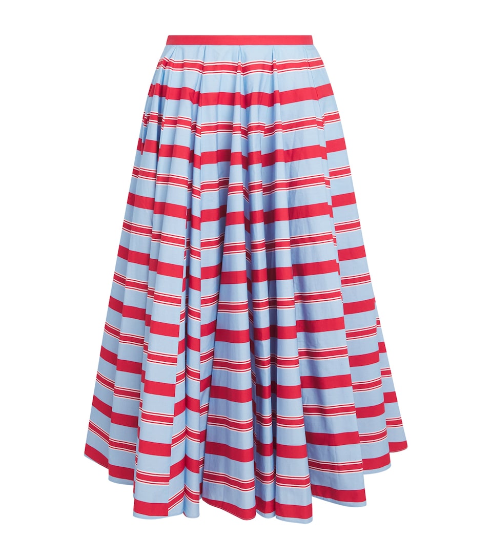 Emilia Wickstead Womens Organic Cotton Stripe Rhea Midi Skirt Bayedere Stripe