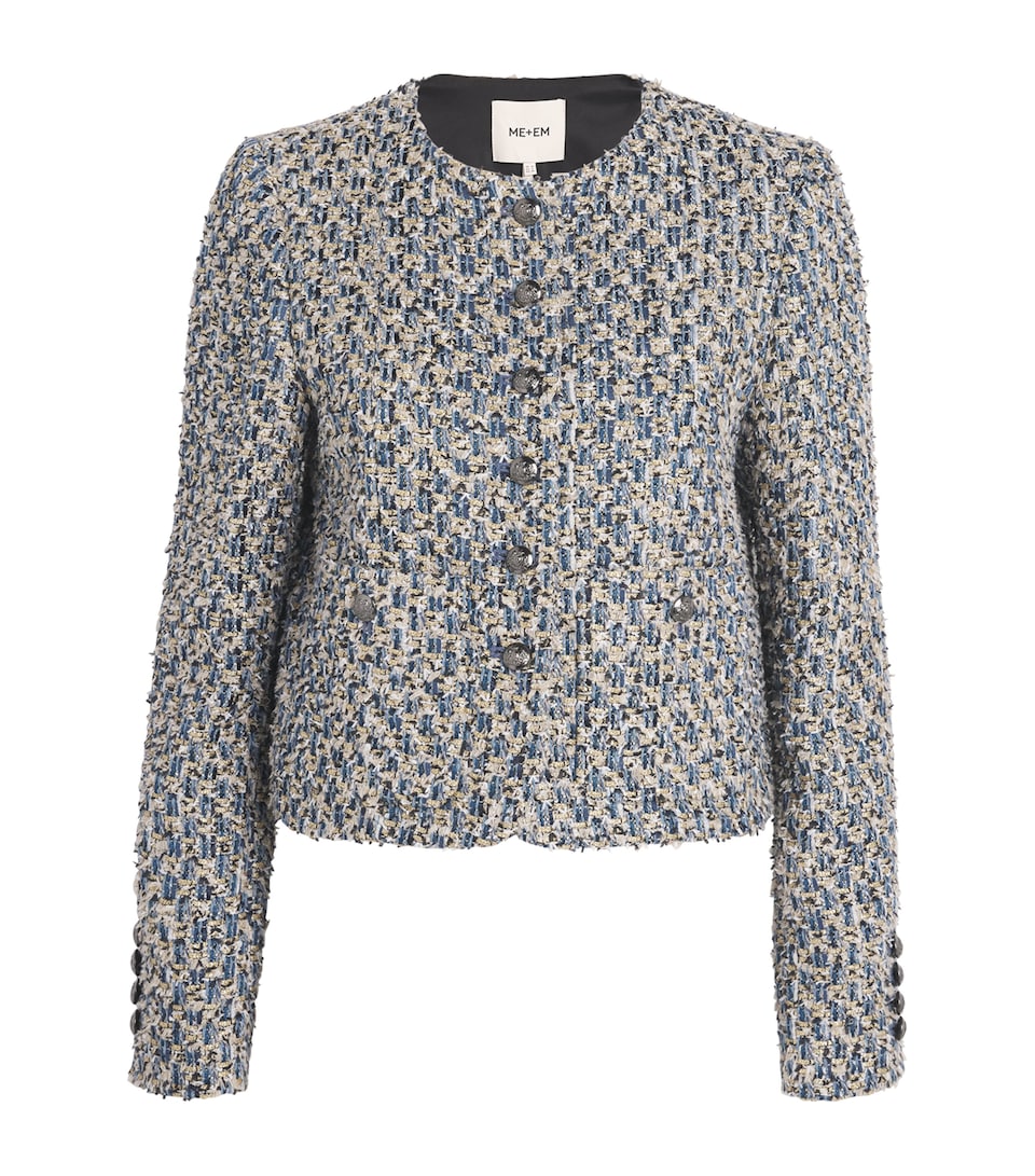 ME+EM Womens Tweed Cropped Jacket Blue Multi