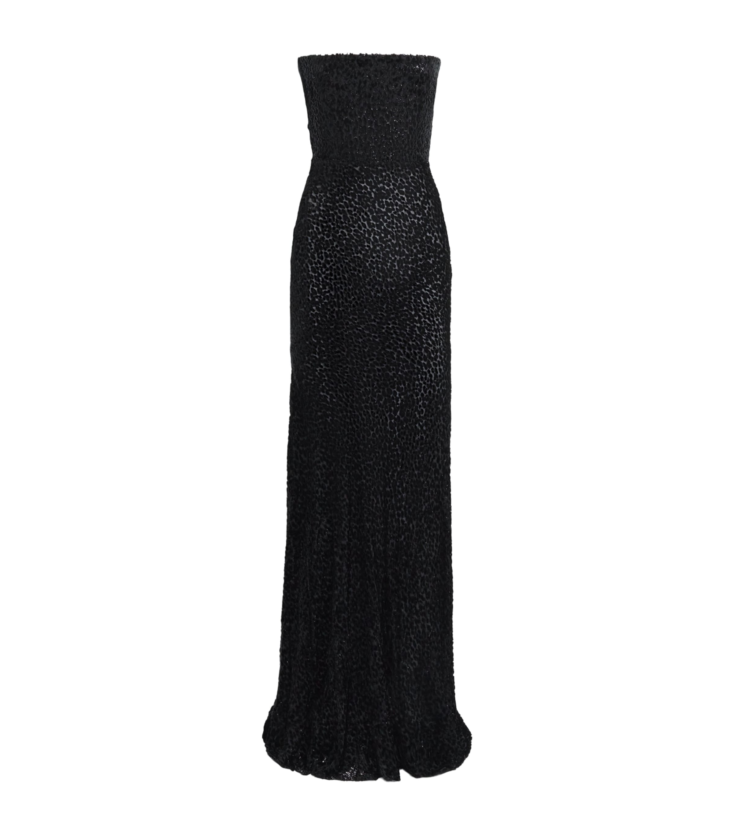 Alex Perry Womens Strapless Beaded Leopard Gown Black