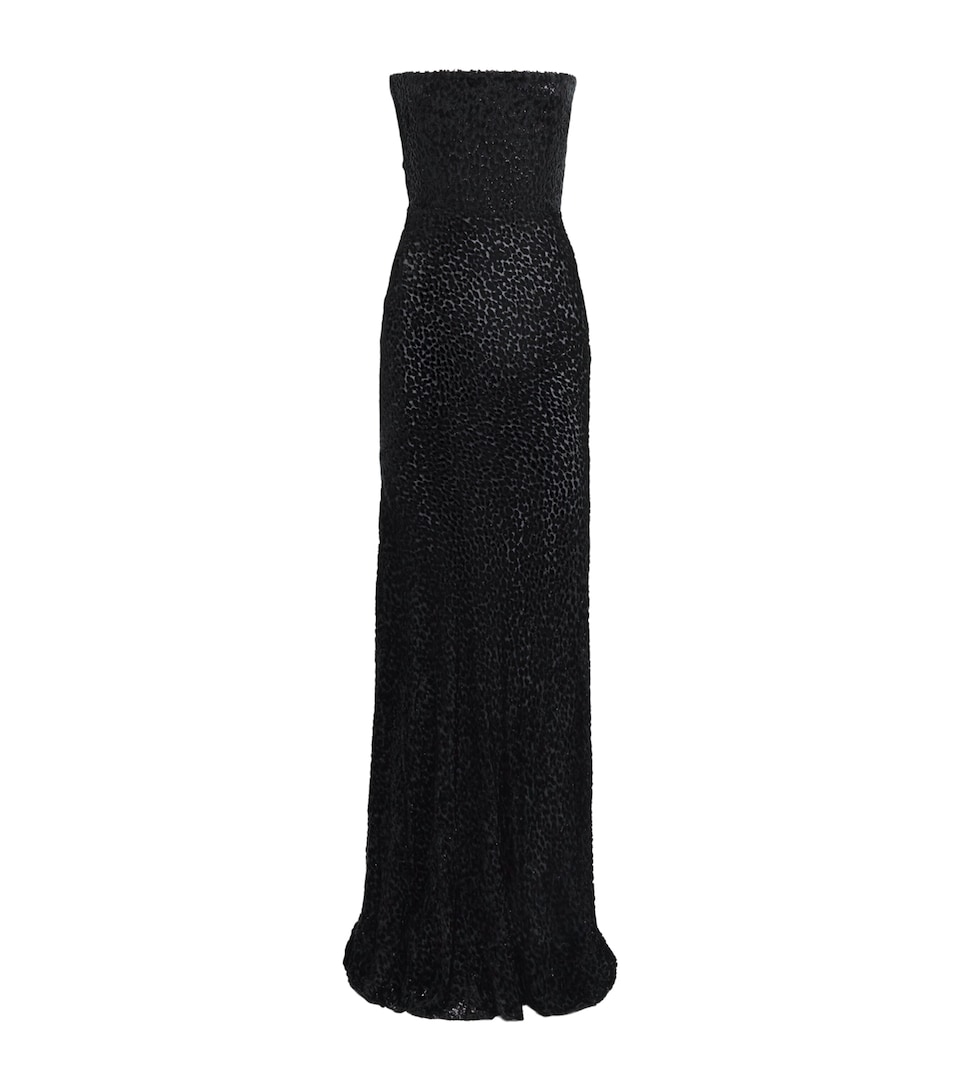 Alex Perry Womens Strapless Beaded Leopard Gown Black