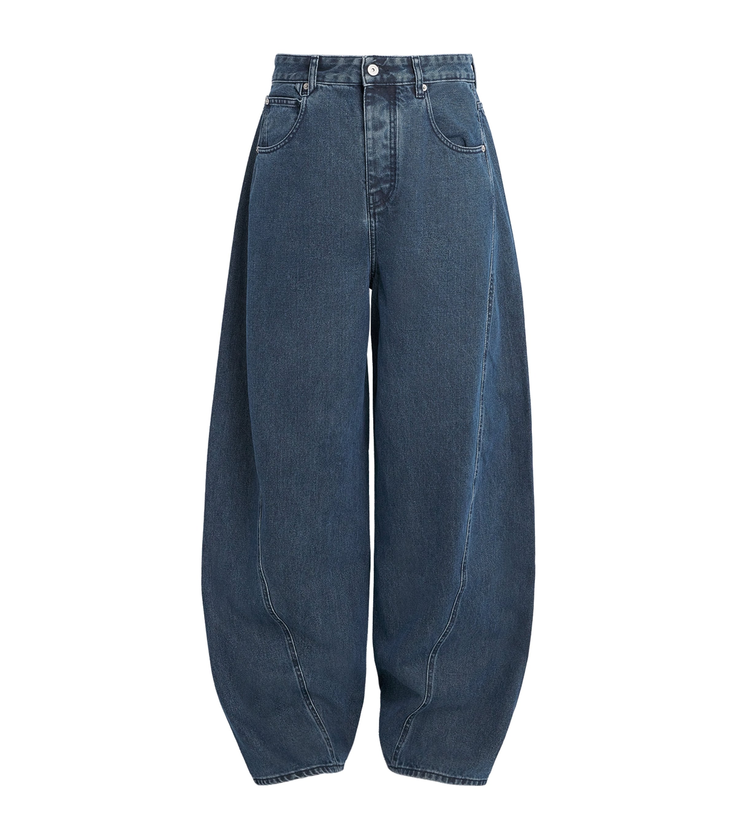 Curved-Seam Wide-Leg Jeans