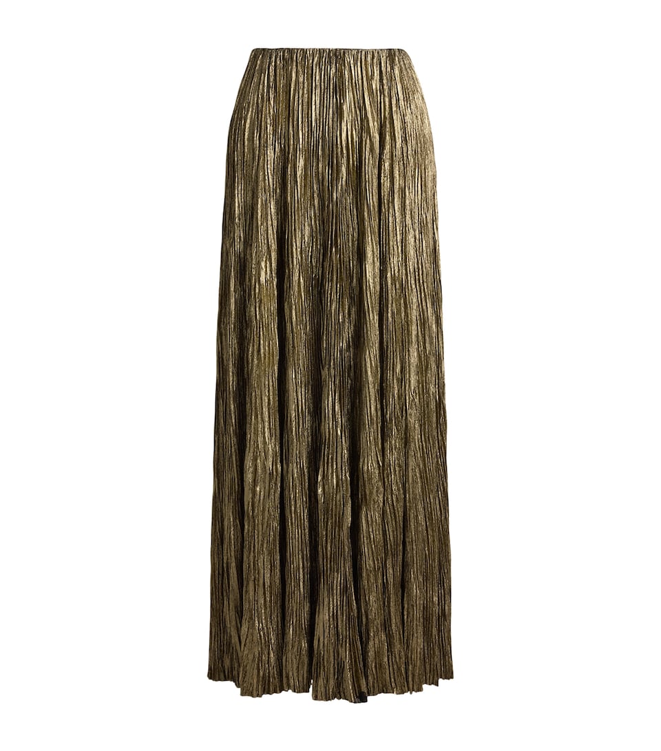 Ralph Lauren Collection Womens Pleated Maxi Skirt Tarnished Silver