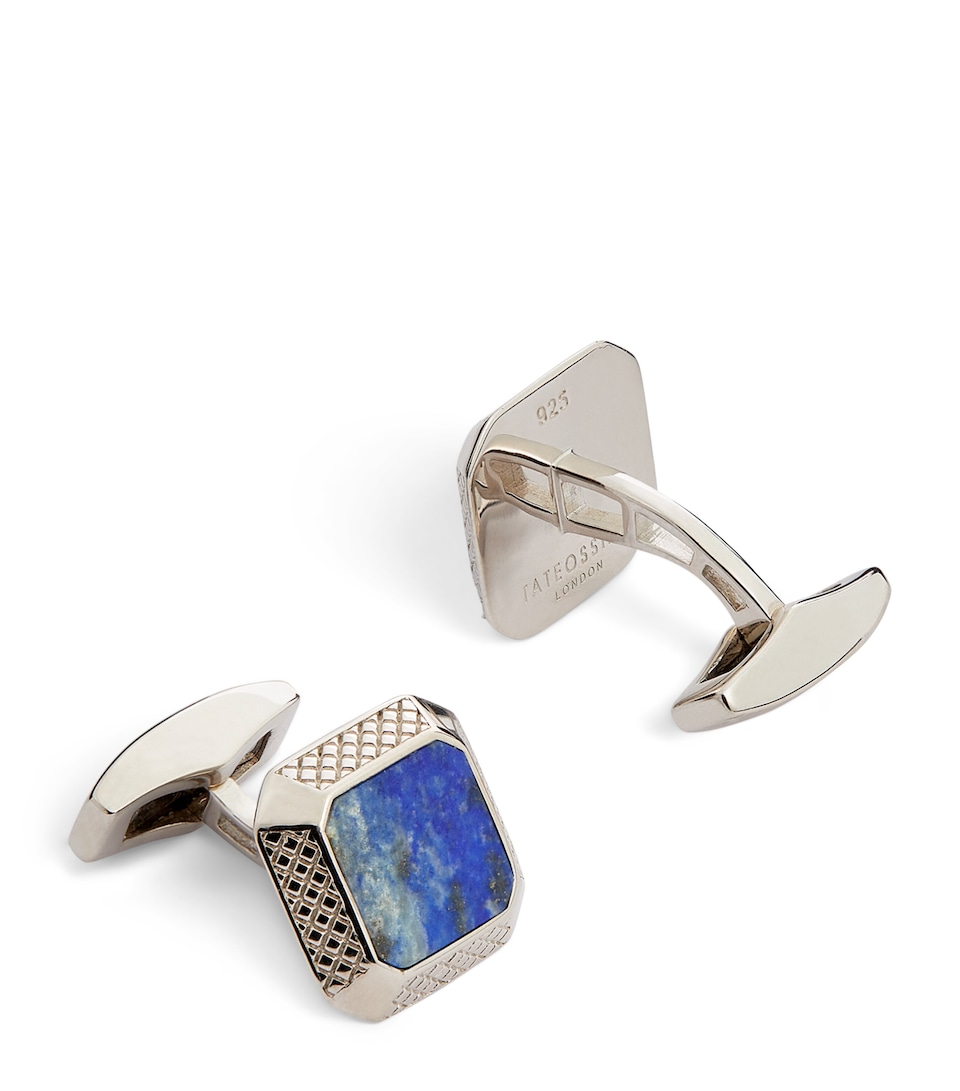 Tateossian Sterling Silver and Lapis Cufflinks Blue