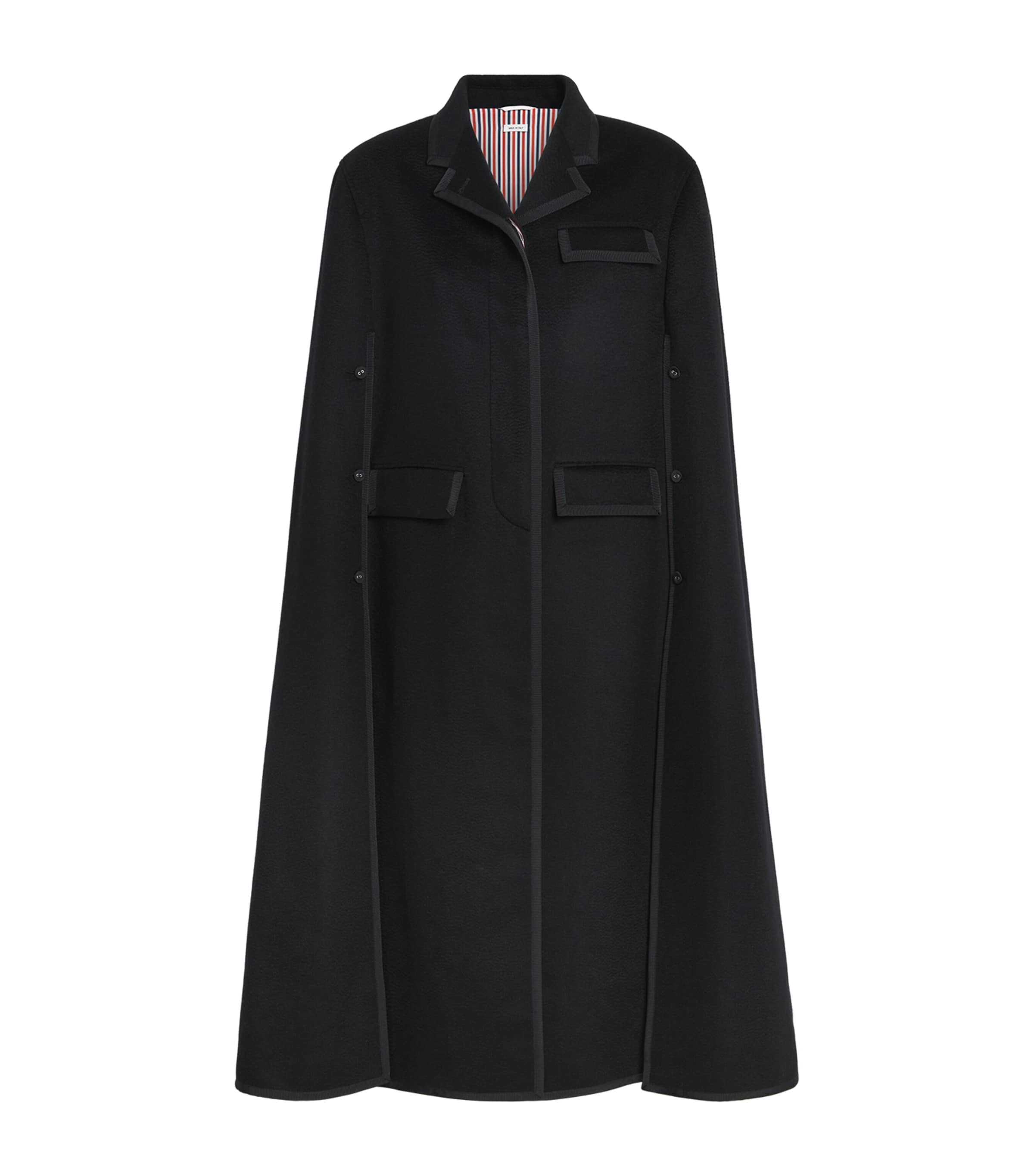 Thom Browne Womens Cashmere Browne 65 Chesterfield Cape Black