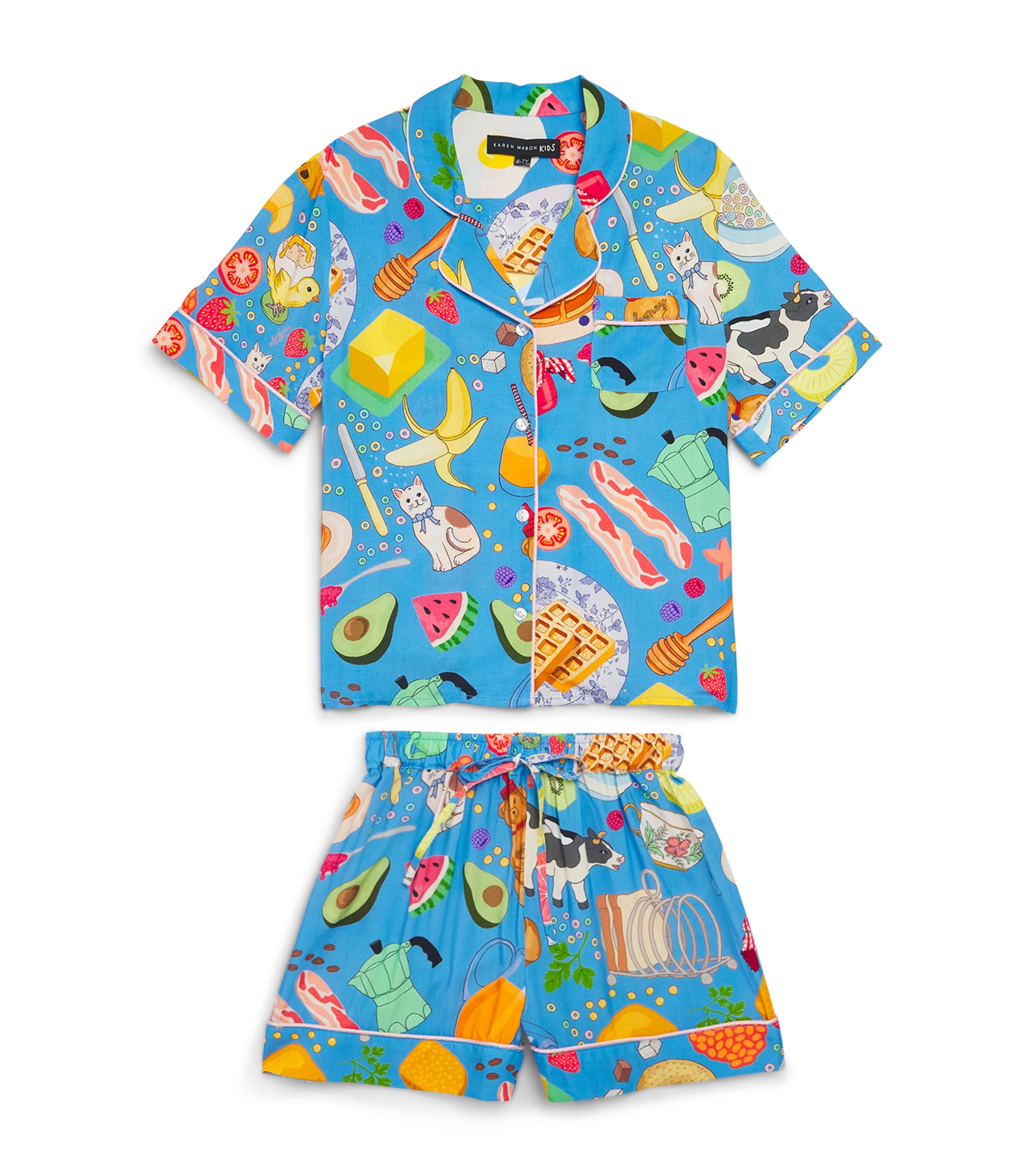 KAREN MABON KIDS Breakfast Print Pyjama Set (2-13 Years) Blue