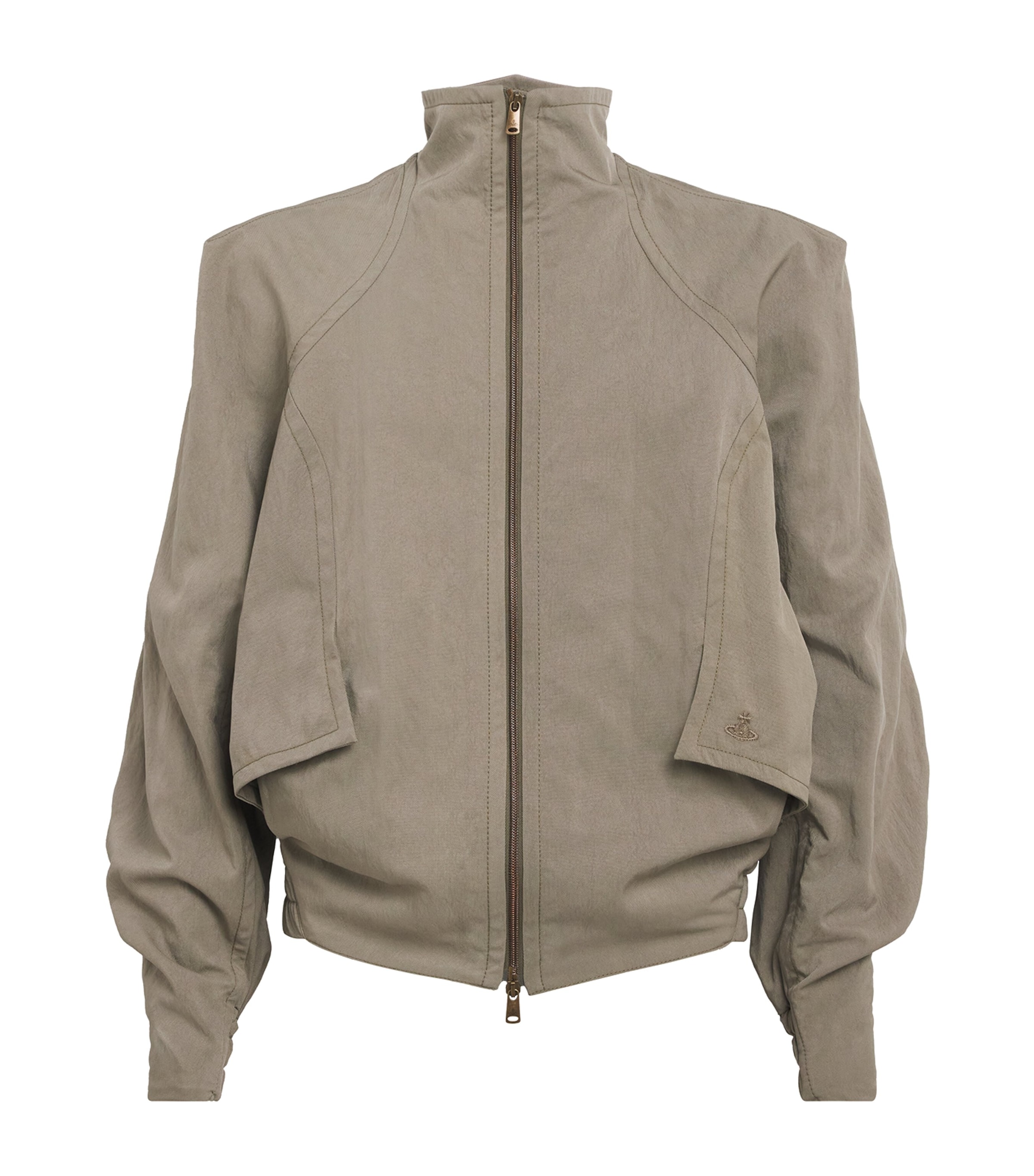 Vivienne Westwood Mens High-Neck Harrington Jacket Taupe