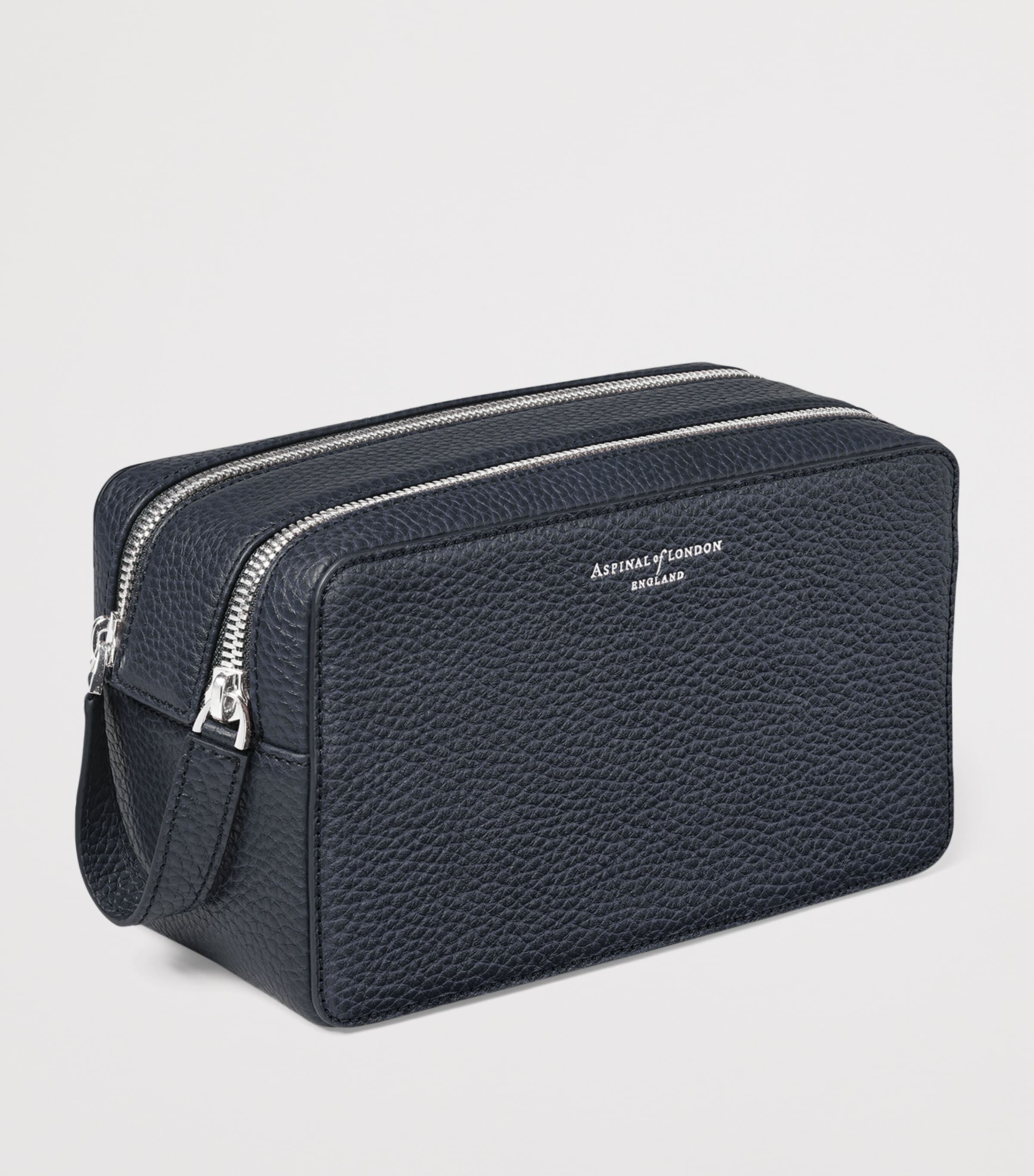 Aspinal Of London Leather Mount Street Toiletries Bag Navy