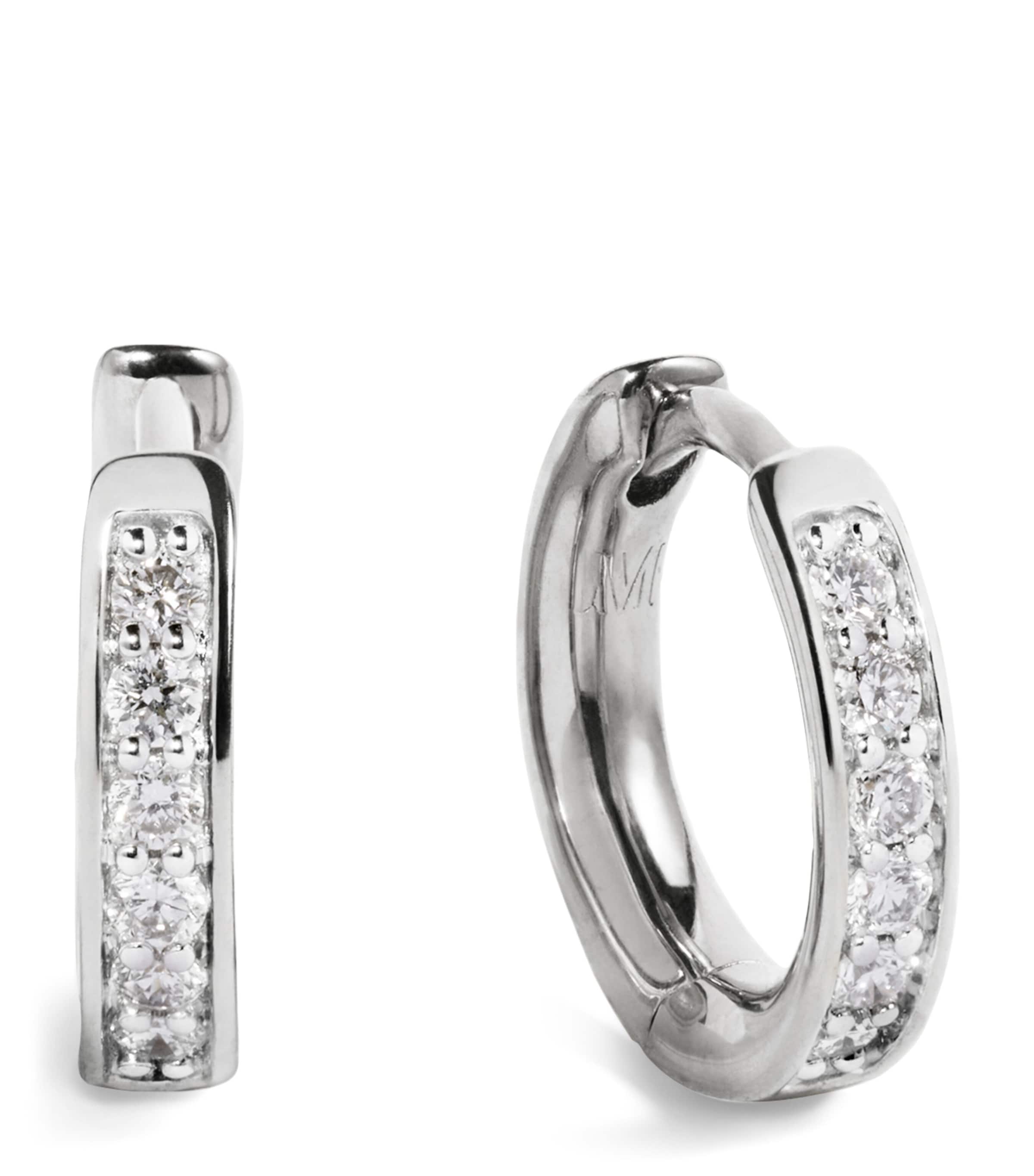 Monica Vinader Sterling Silver and Diamond Essentials Huggie Earrings Silver/diamond