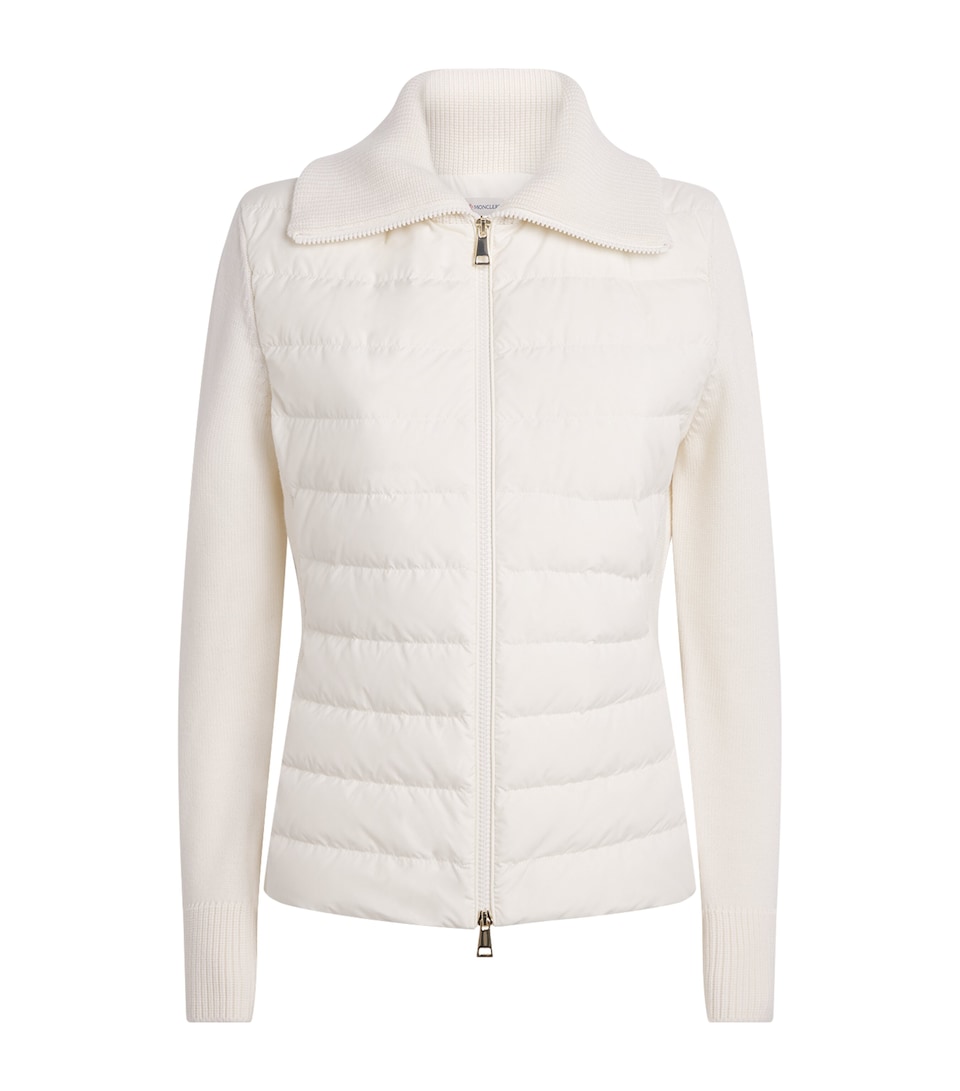 Moncler Womens Virgin Wool Padded Quilted Cardigan