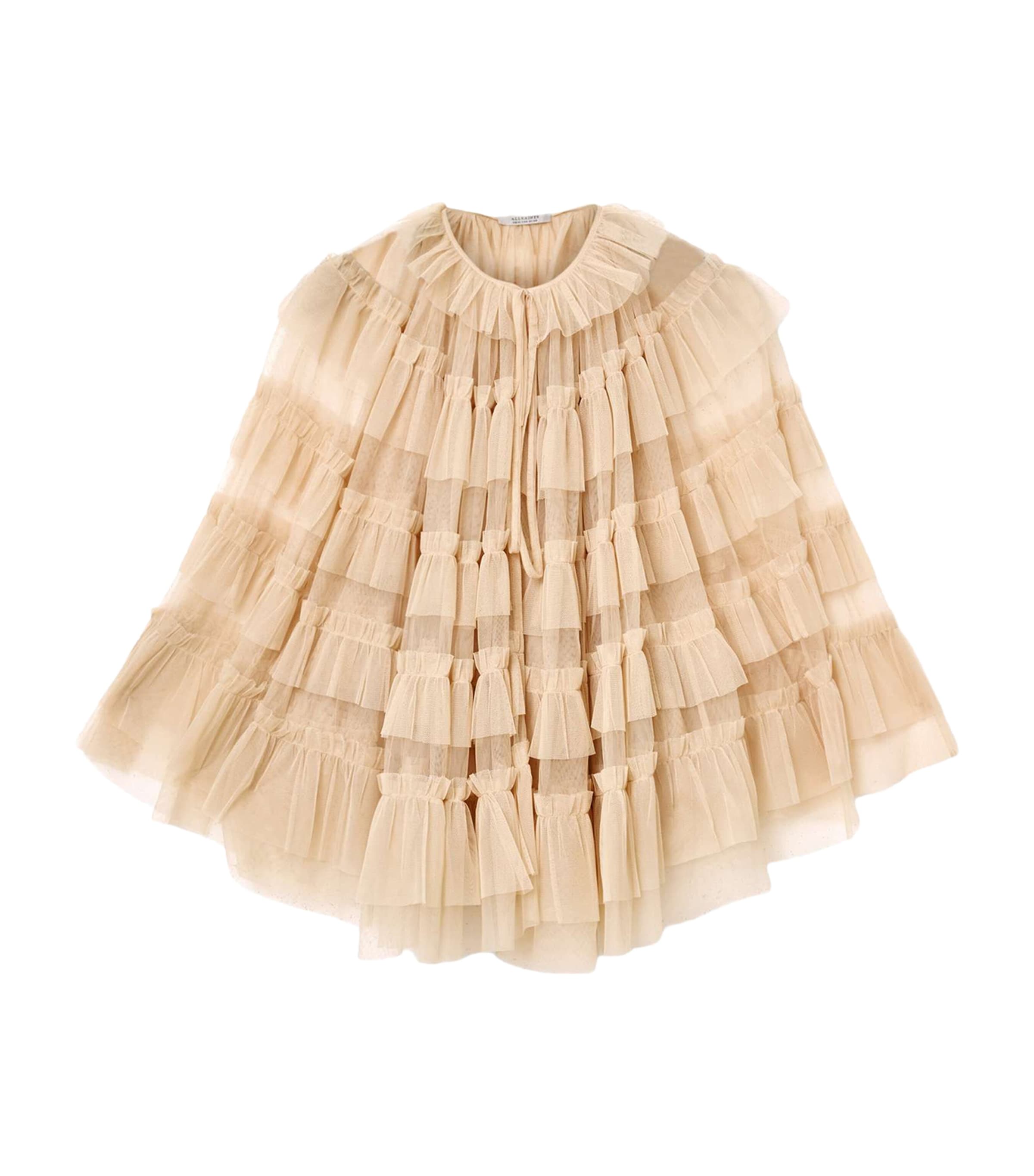 Tulle Ruffled Aude Cape Top