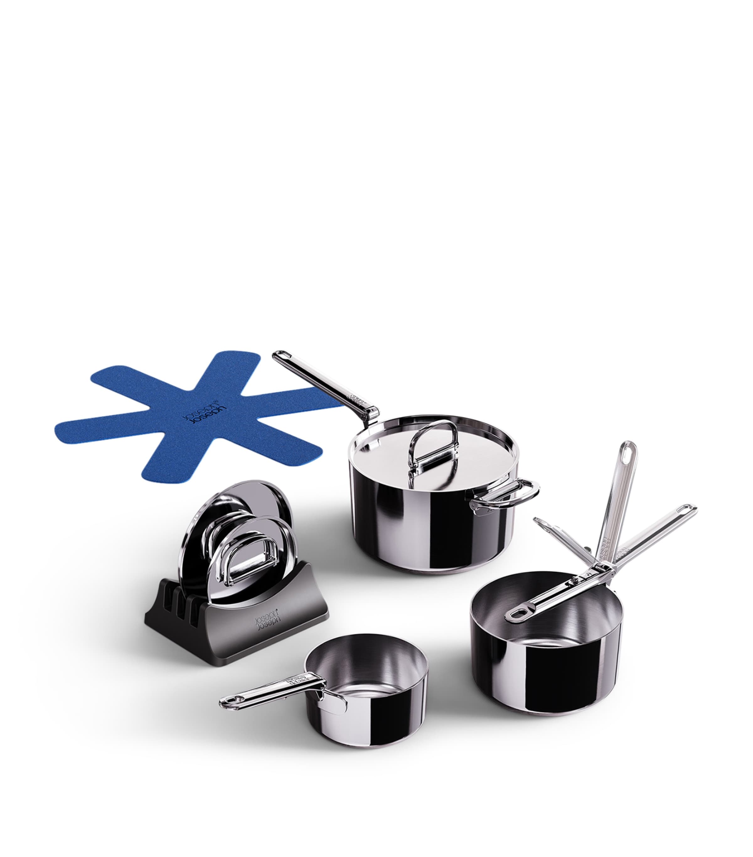 Space Steel Folding-Handle 3-Piece Saucepan Set