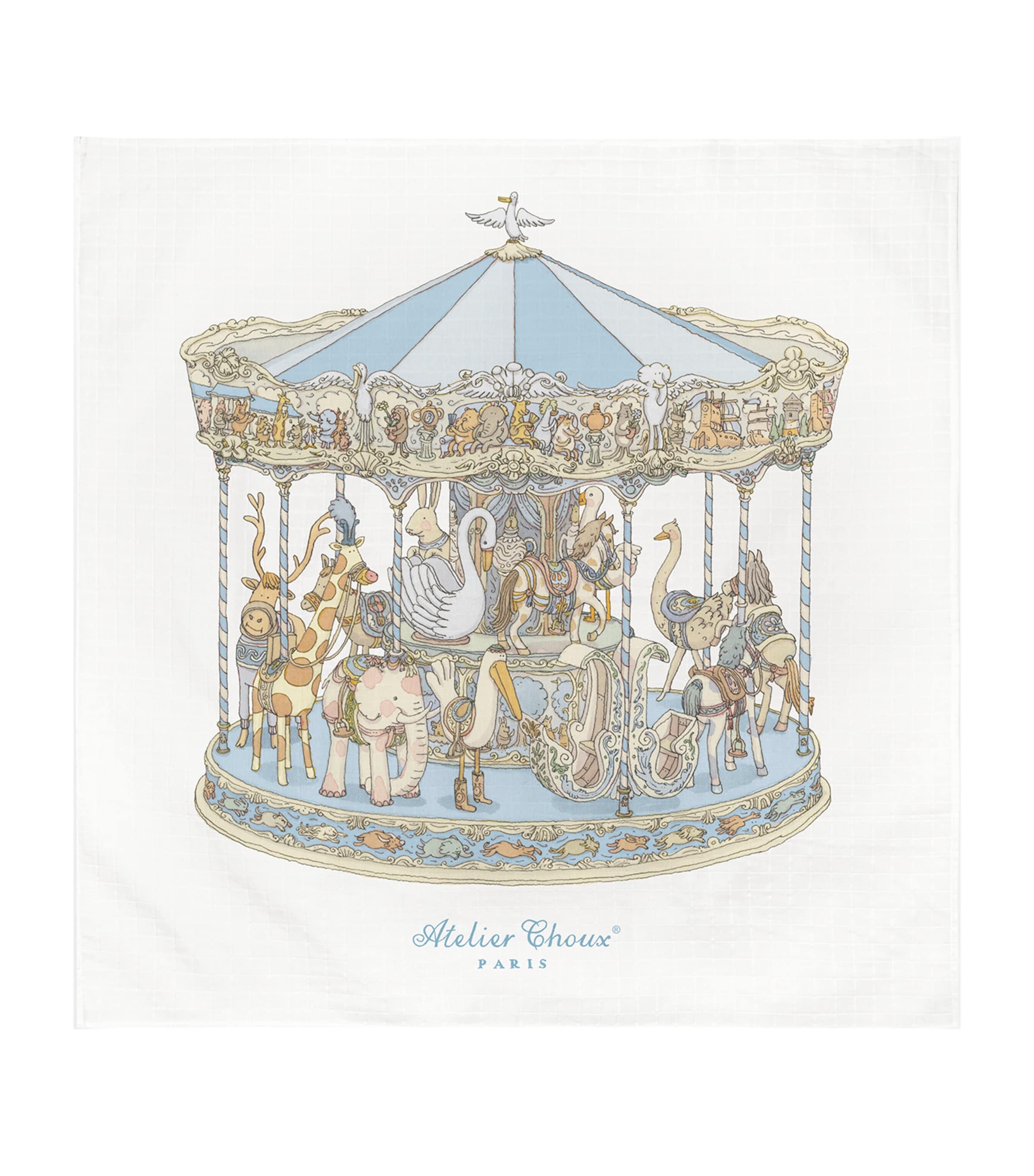Atelier Choux Cotton Carousel Swaddle Blue