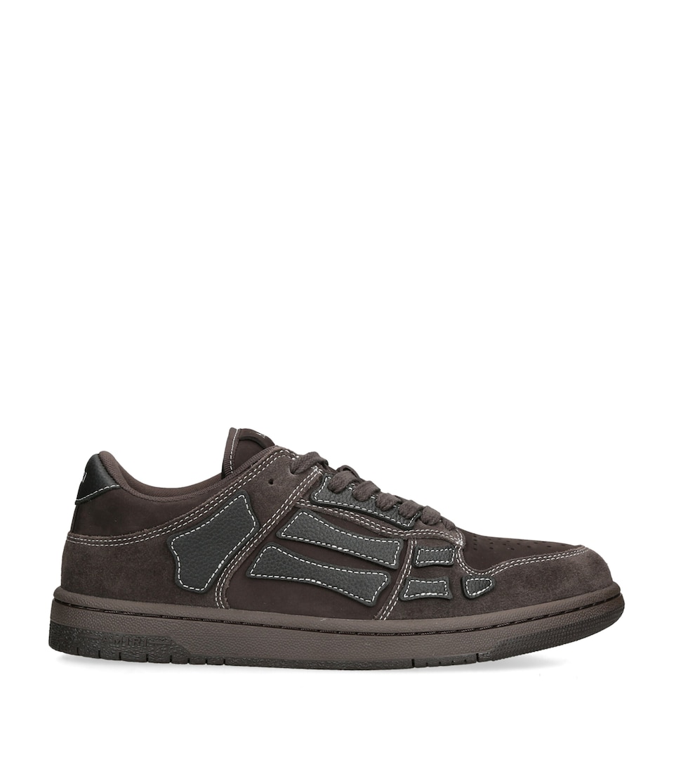 AMIRI Leather-Suede Skel Top Low Sneakers Dark Brown