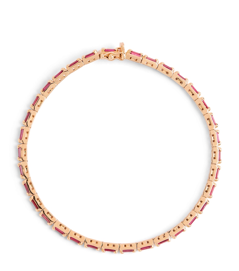 Rose Gold and Ruby Bold Linear Tennis Bracelet