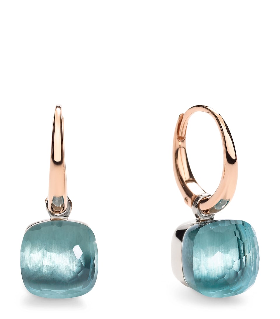 Pomellato Rose Gold and Blue Topaz Nudo Drop Earrings