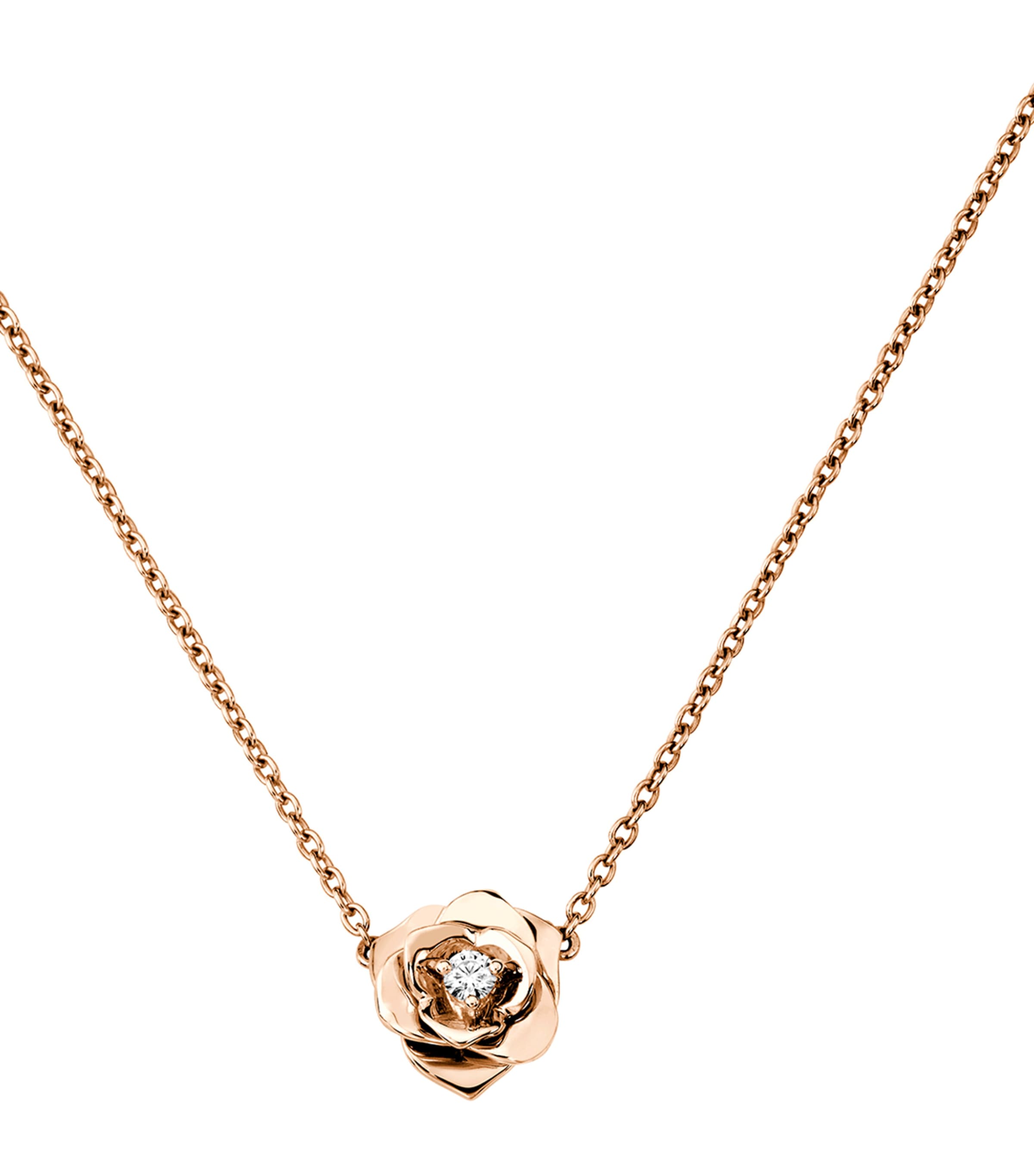 Rose Gold and Diamond Rose Pendant Necklace