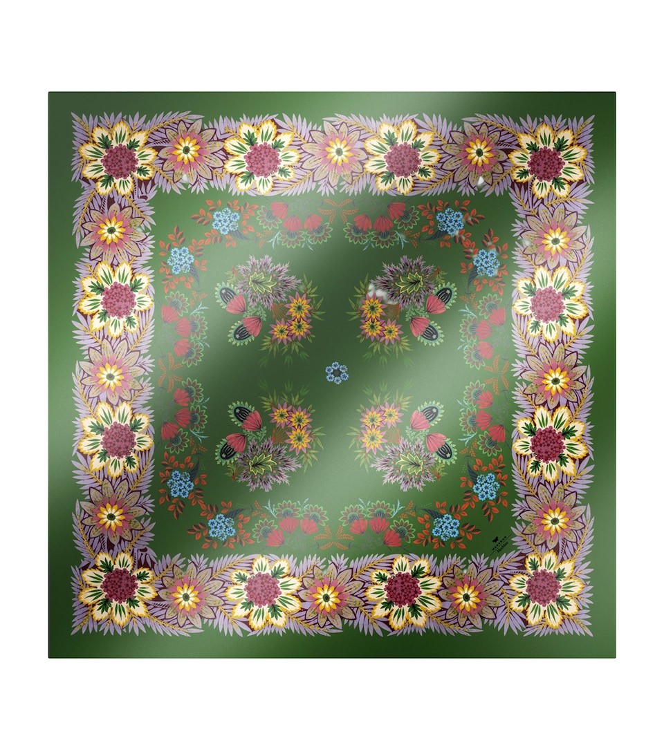 Silk Twill Floral Scarf