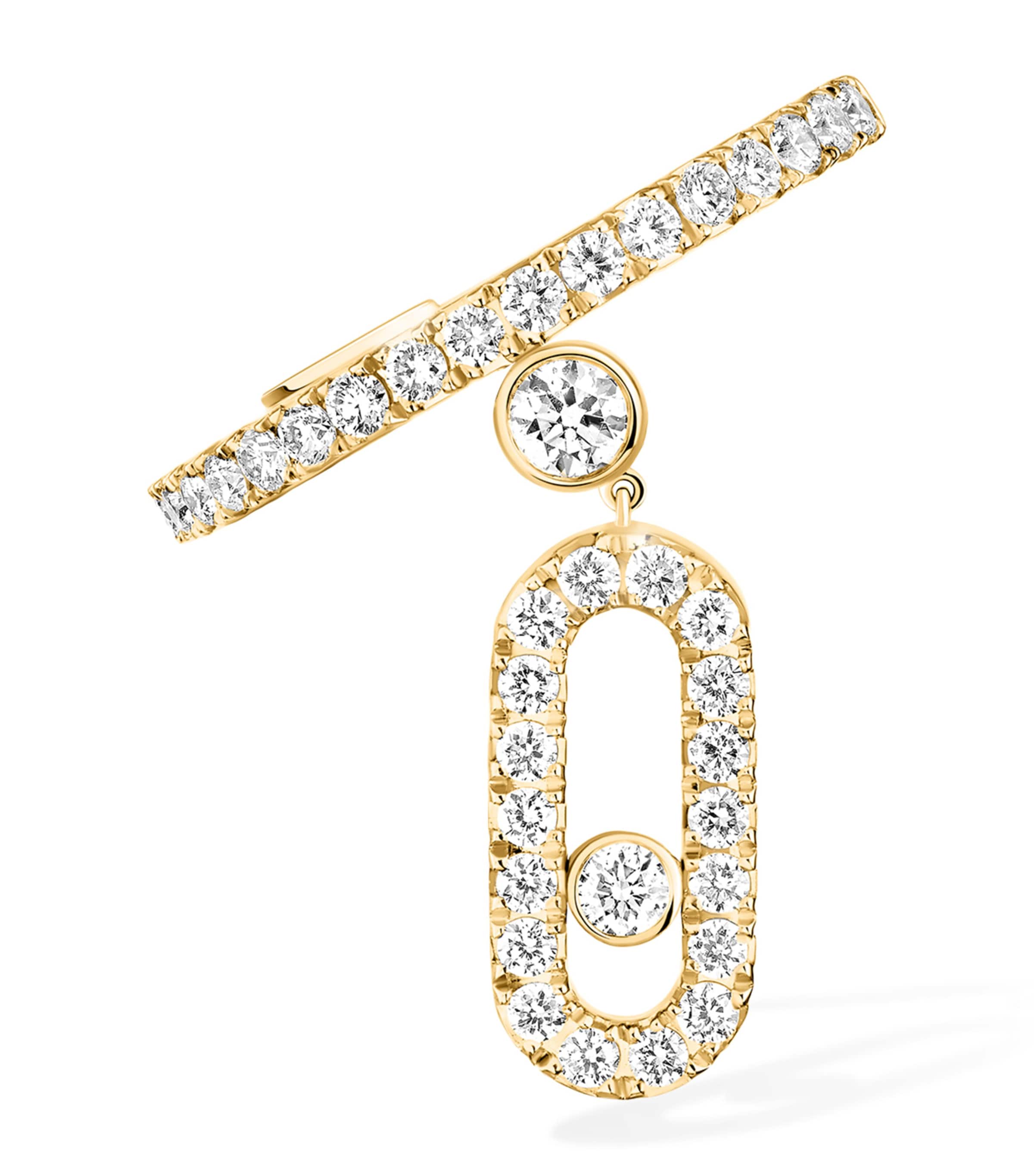 Move Uno Yellow Gold and Diamond Single Drop Pendant Pavé Ear Cuff (0.24ct)