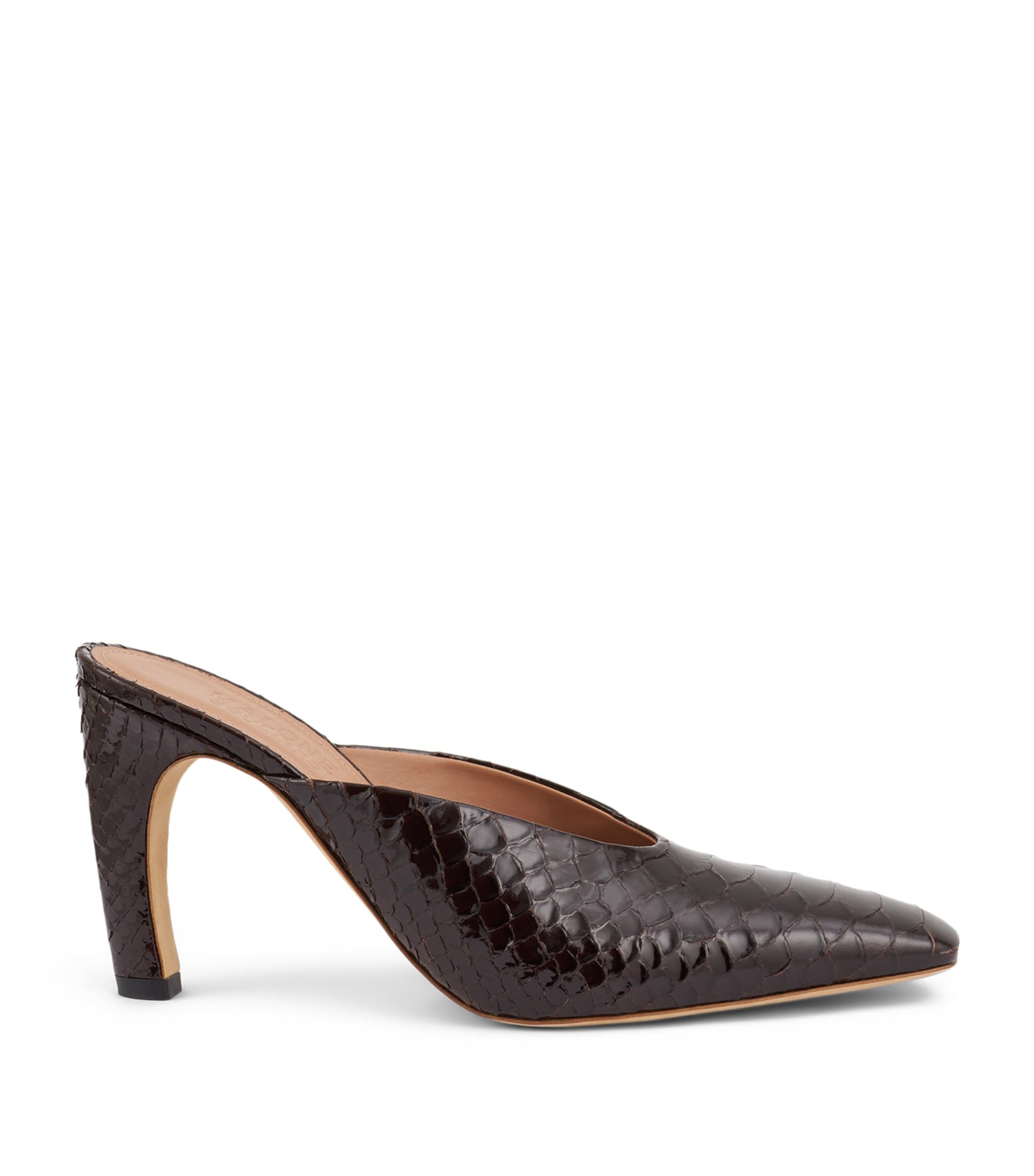 Malone Souliers Embossed Leather Rowe Mules 90 Dark Brown
