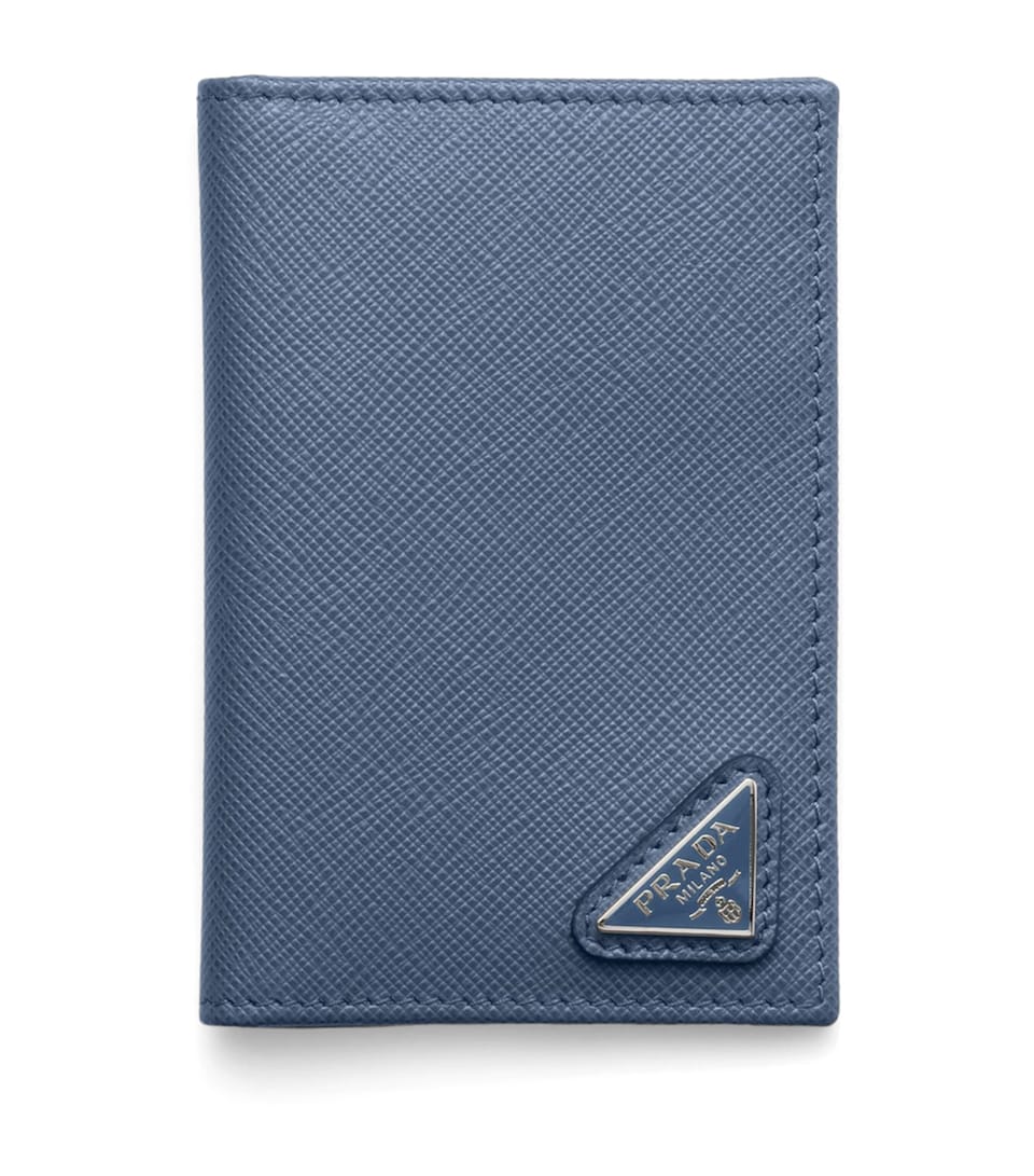 Prada Saffiano Leather Bifold Card Holder Blue