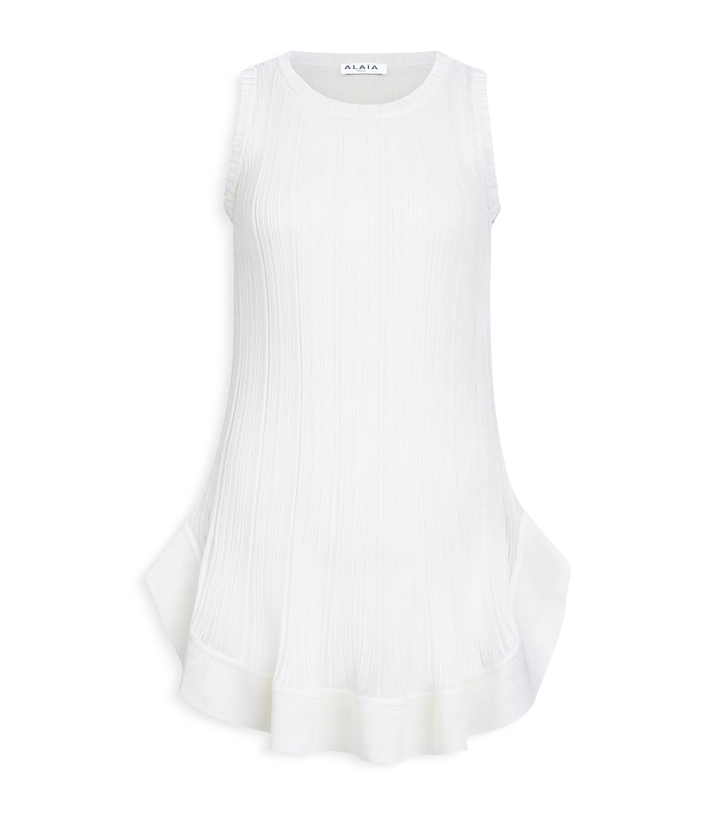 Alaïa Womens Silk Pleated Mini Dress Natural White