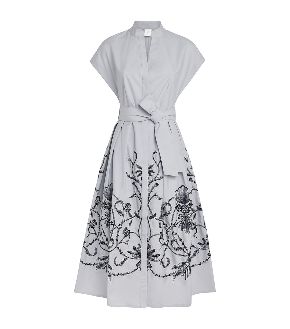 Eleventy Womens Cotton Embroidered Midi Shirt Dress Nuvola