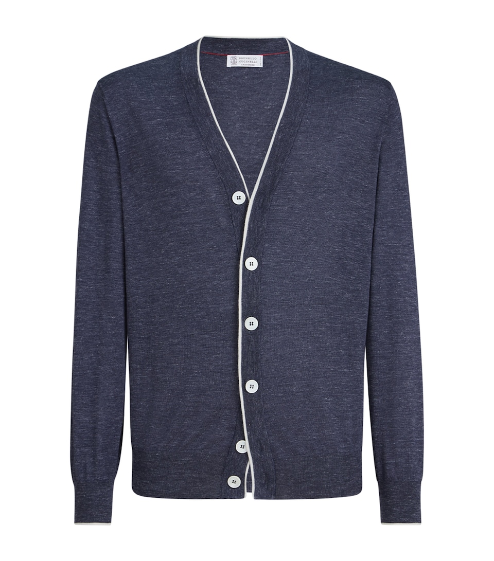 Cashmere-Silk-Linen V-Neck Cardigan